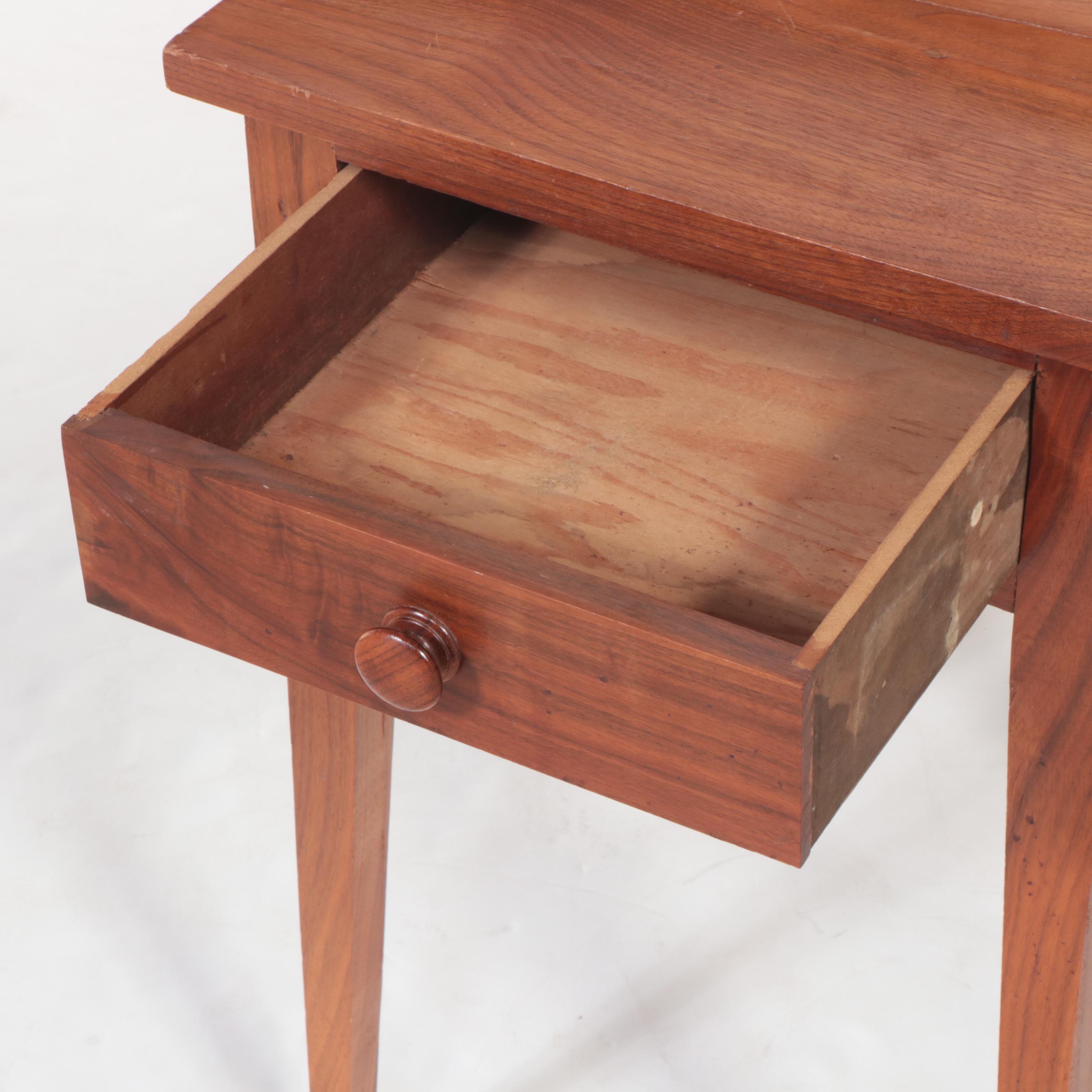 American Primitive Walnut Side Table, 20th Century