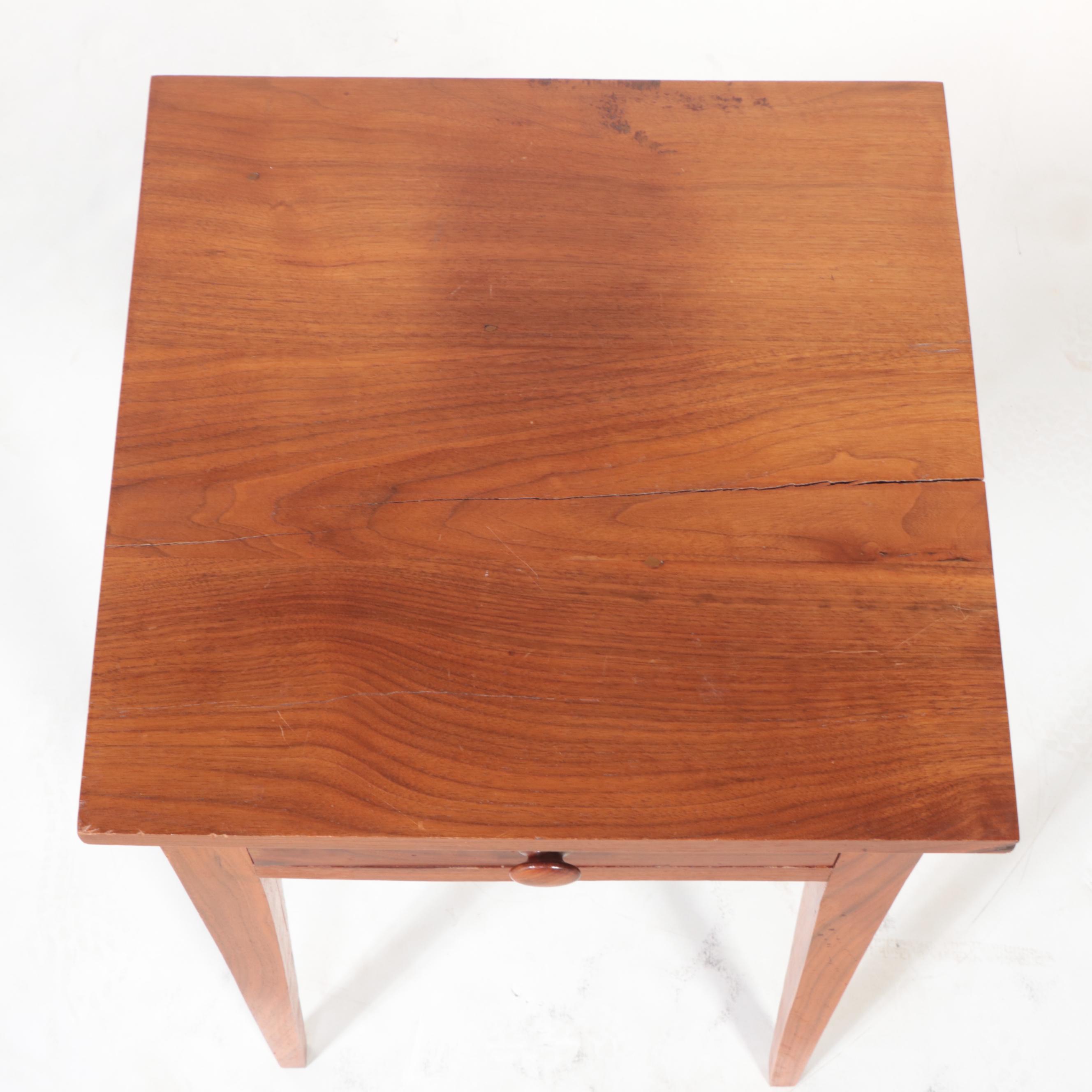 American Primitive Walnut Side Table, 20th Century