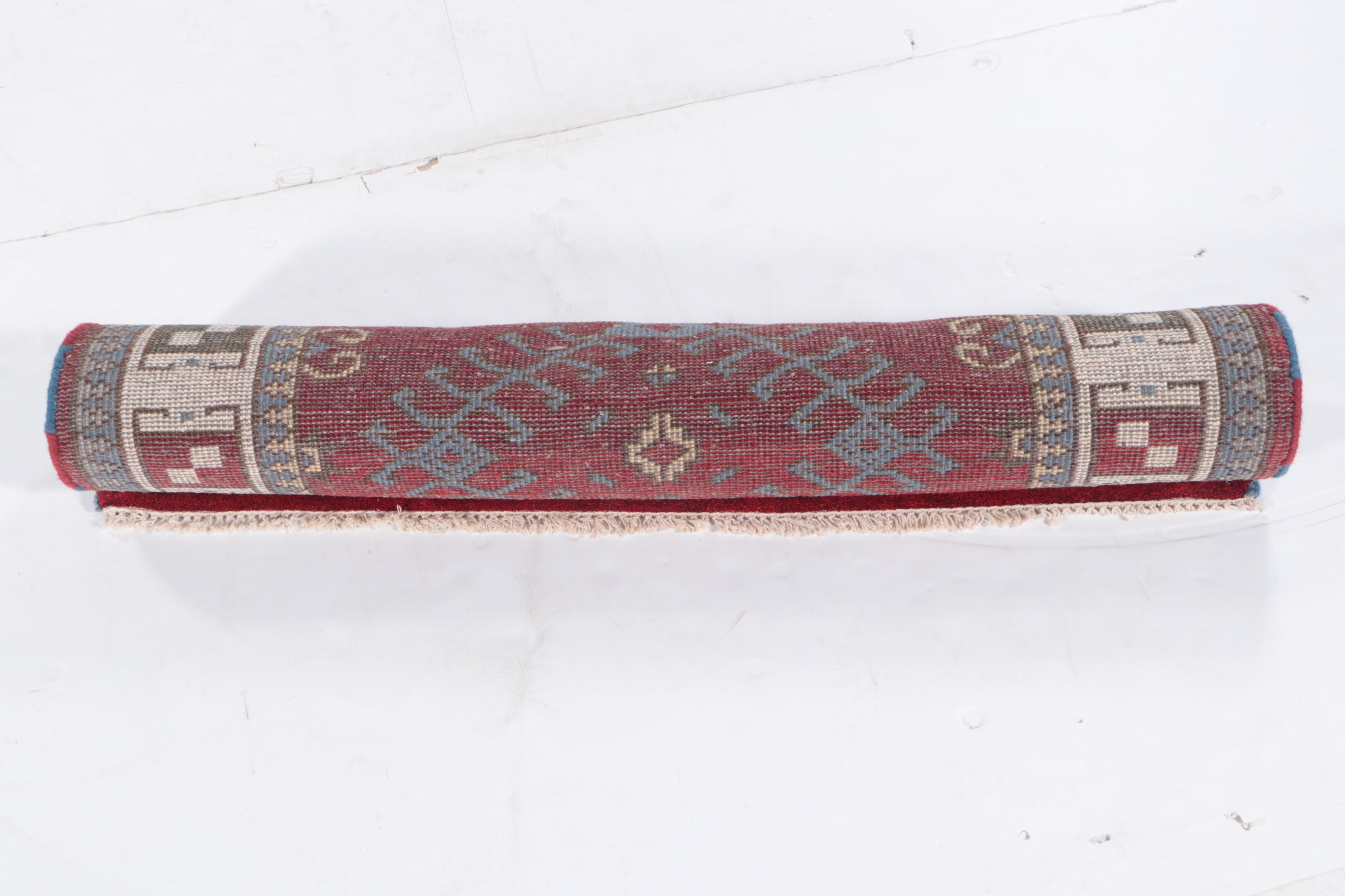 4'1 x 6'1 Hand-Knotted Afghan Kazak Style Area Rug