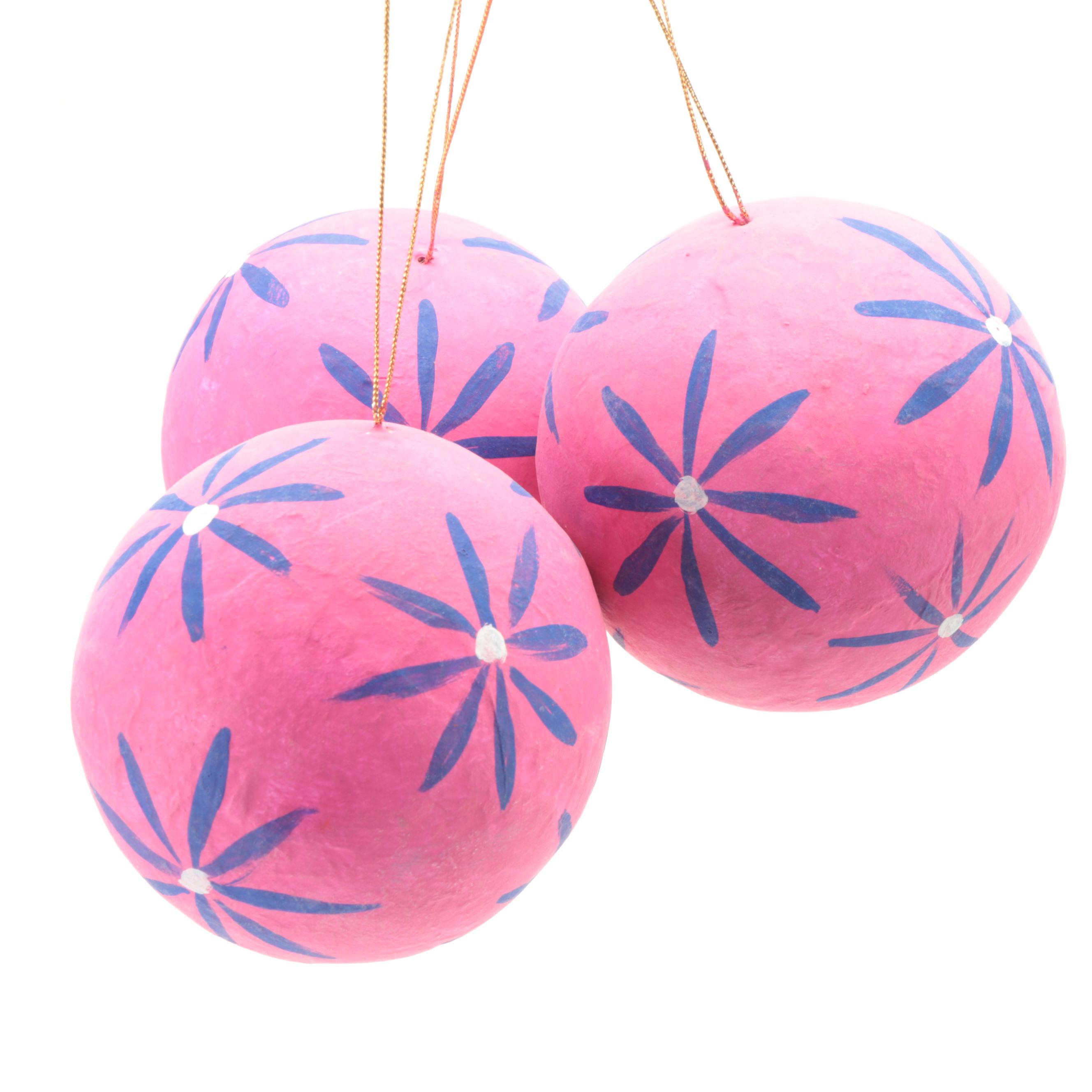 Painted Papier-Maché Christmas Ornaments