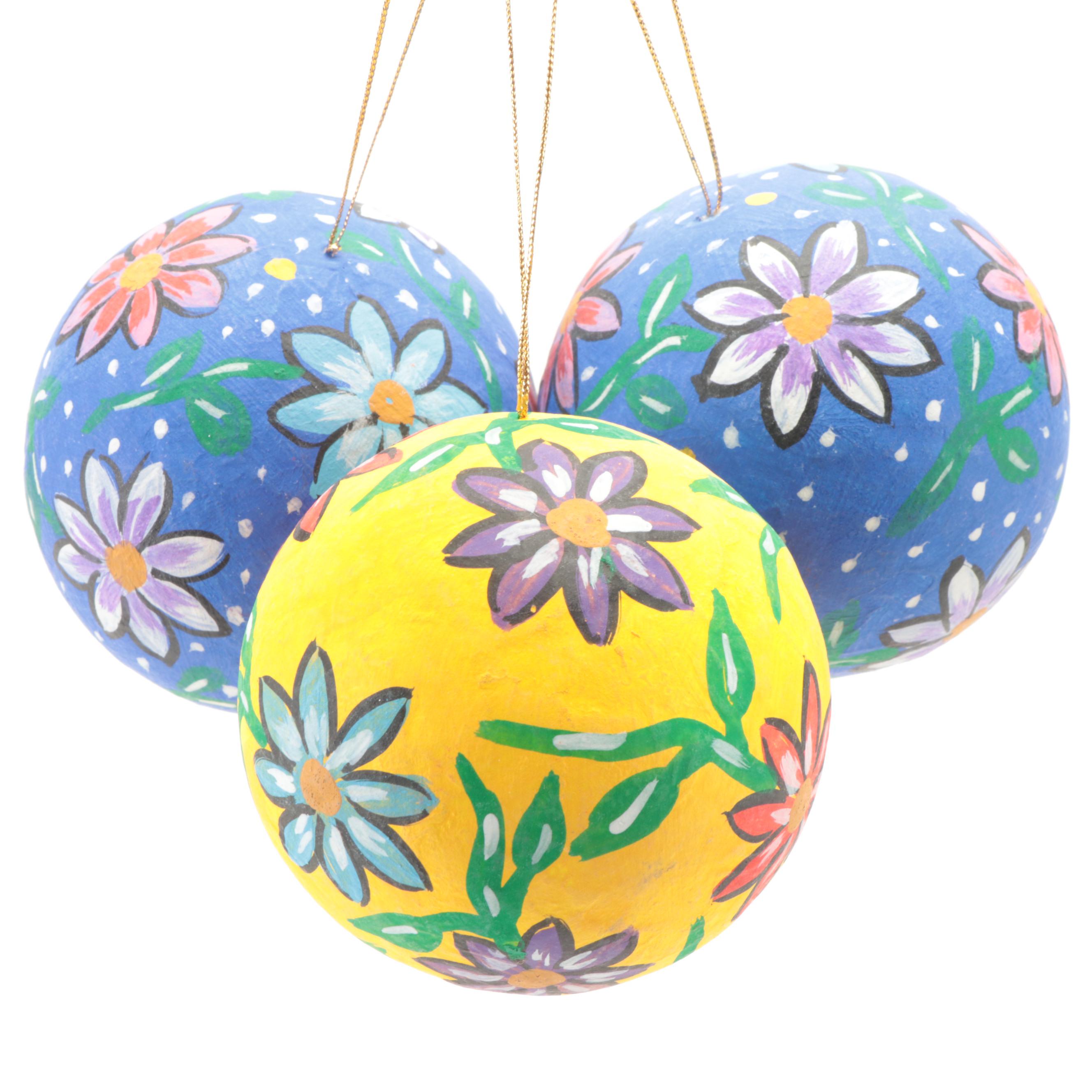 Painted Papier-Maché Christmas Ornaments