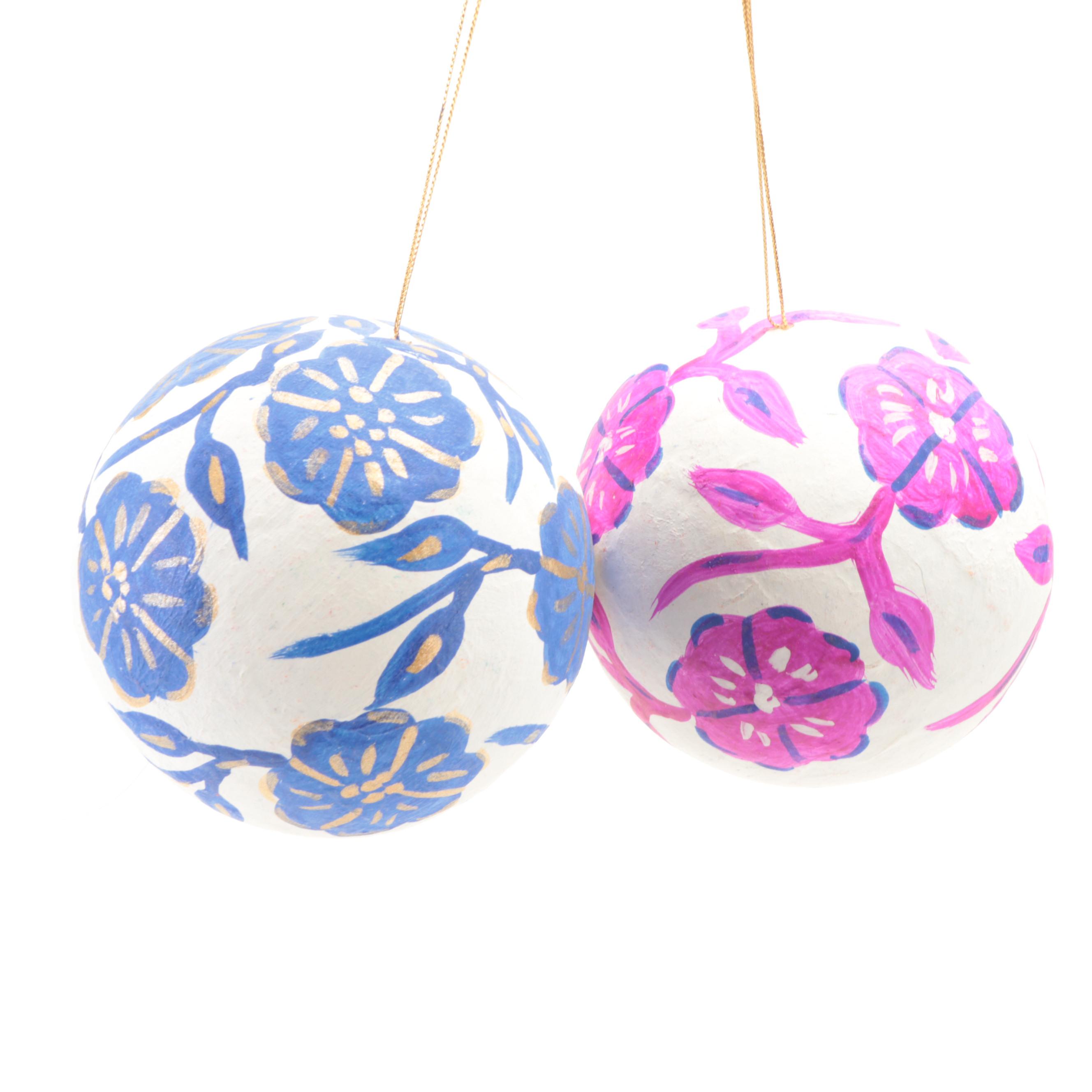 Painted Papier-Maché Christmas Ornaments