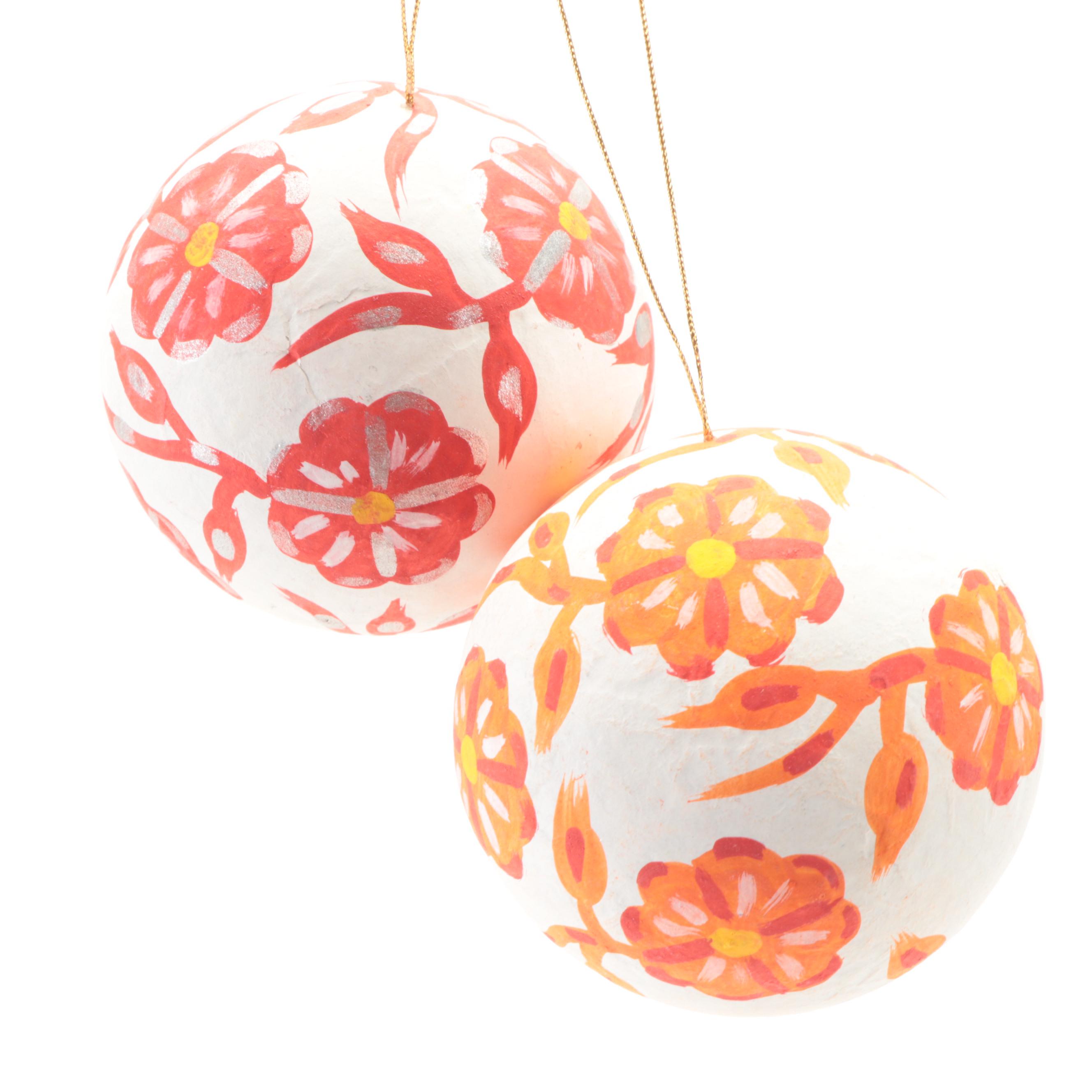 Painted Papier-Maché Christmas Ornaments