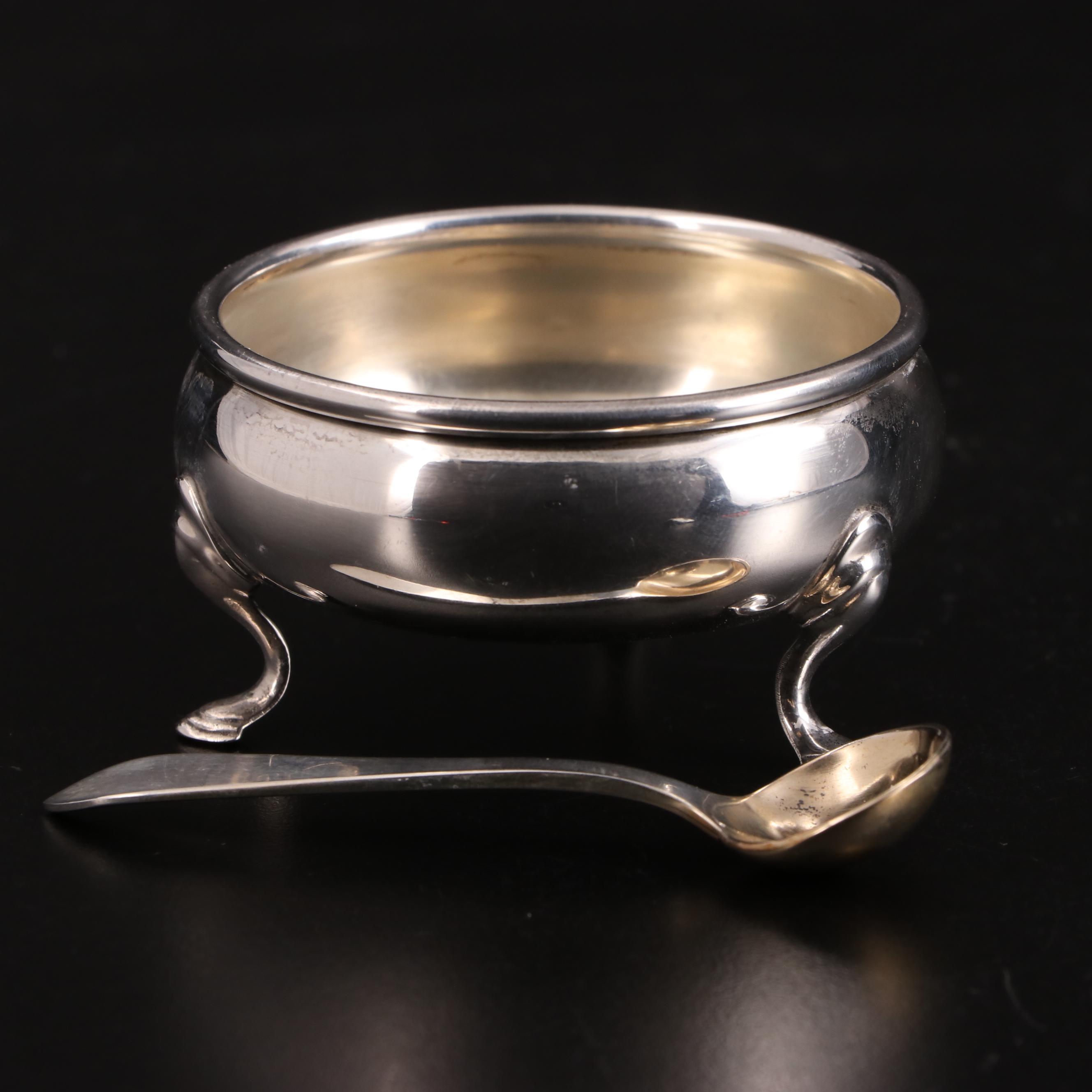 Ellmore Sterling Silver Salt Cellar with Dominick & Haff Sterling Salt Spoon