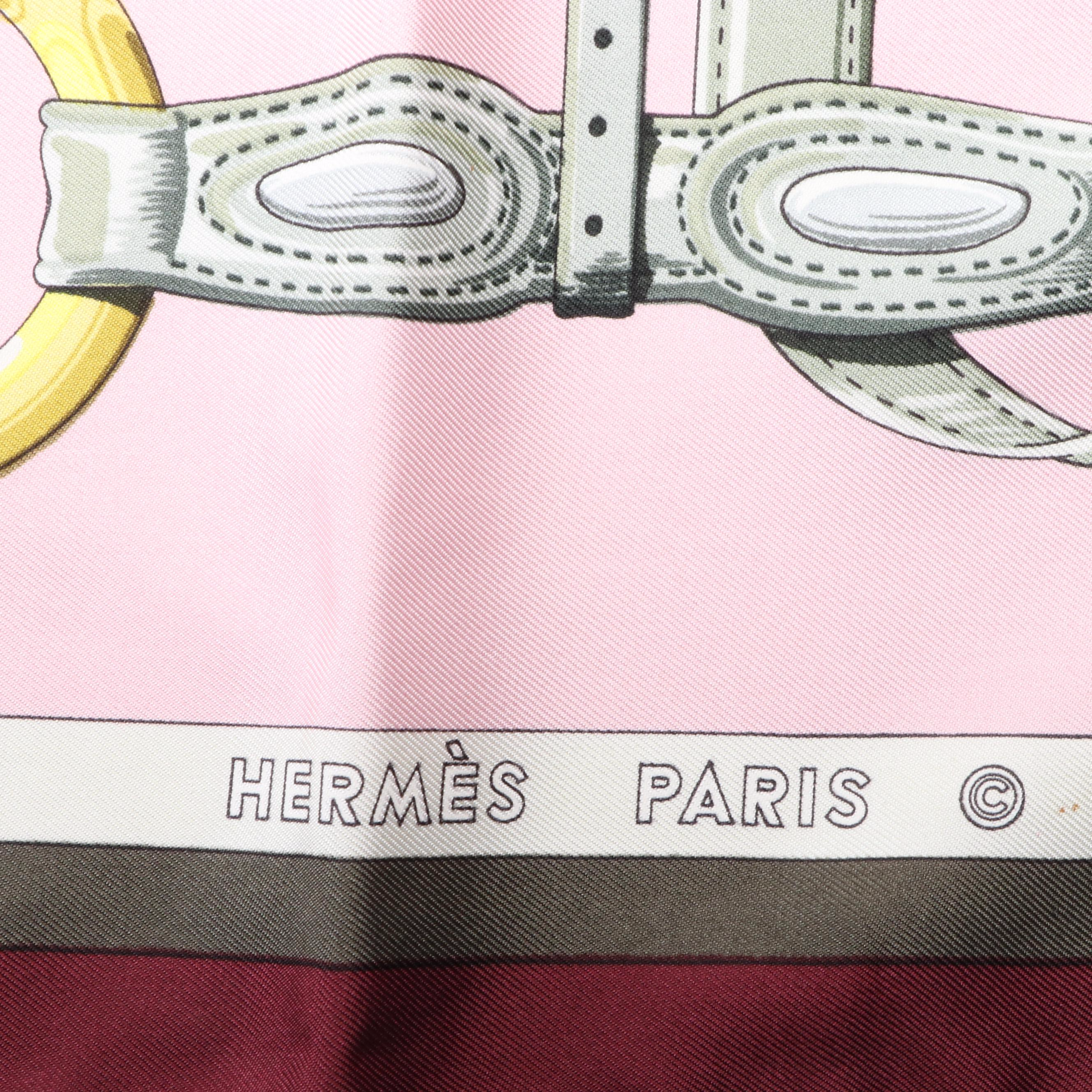 Hermès Early Issue "Coaching" Scarf 90 in Silk Twill with Box