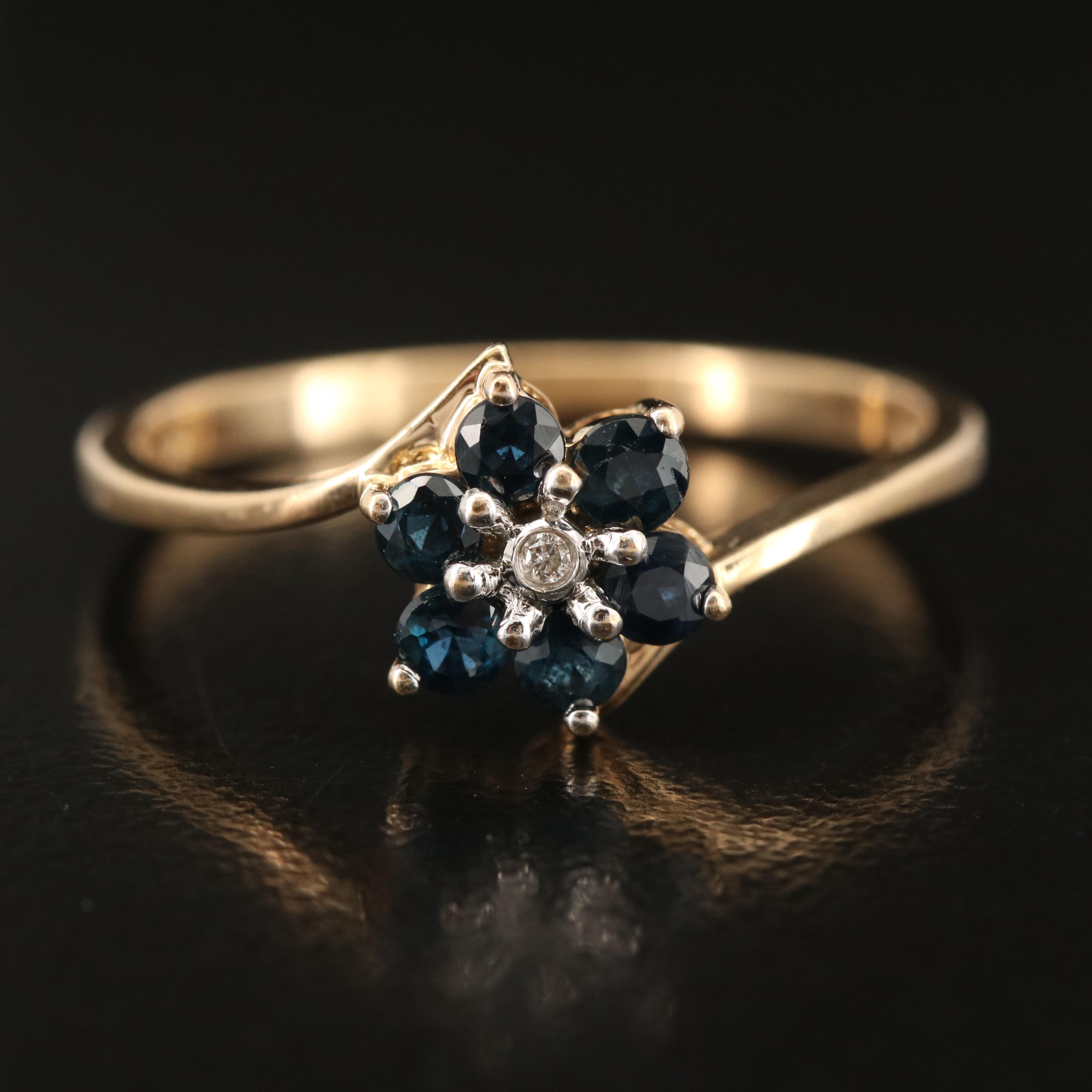 14K Diamond and Sapphire Ring