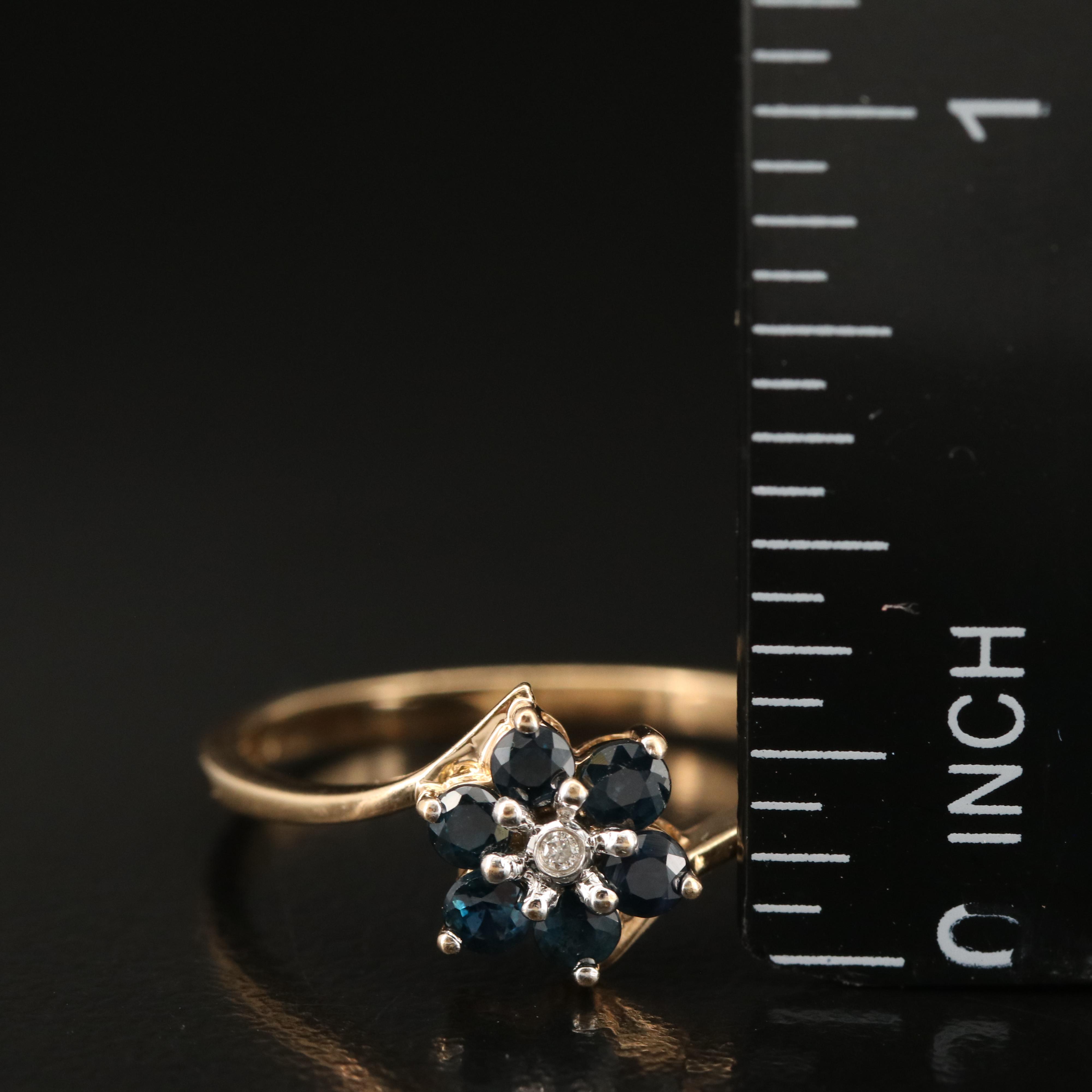 14K Diamond and Sapphire Ring