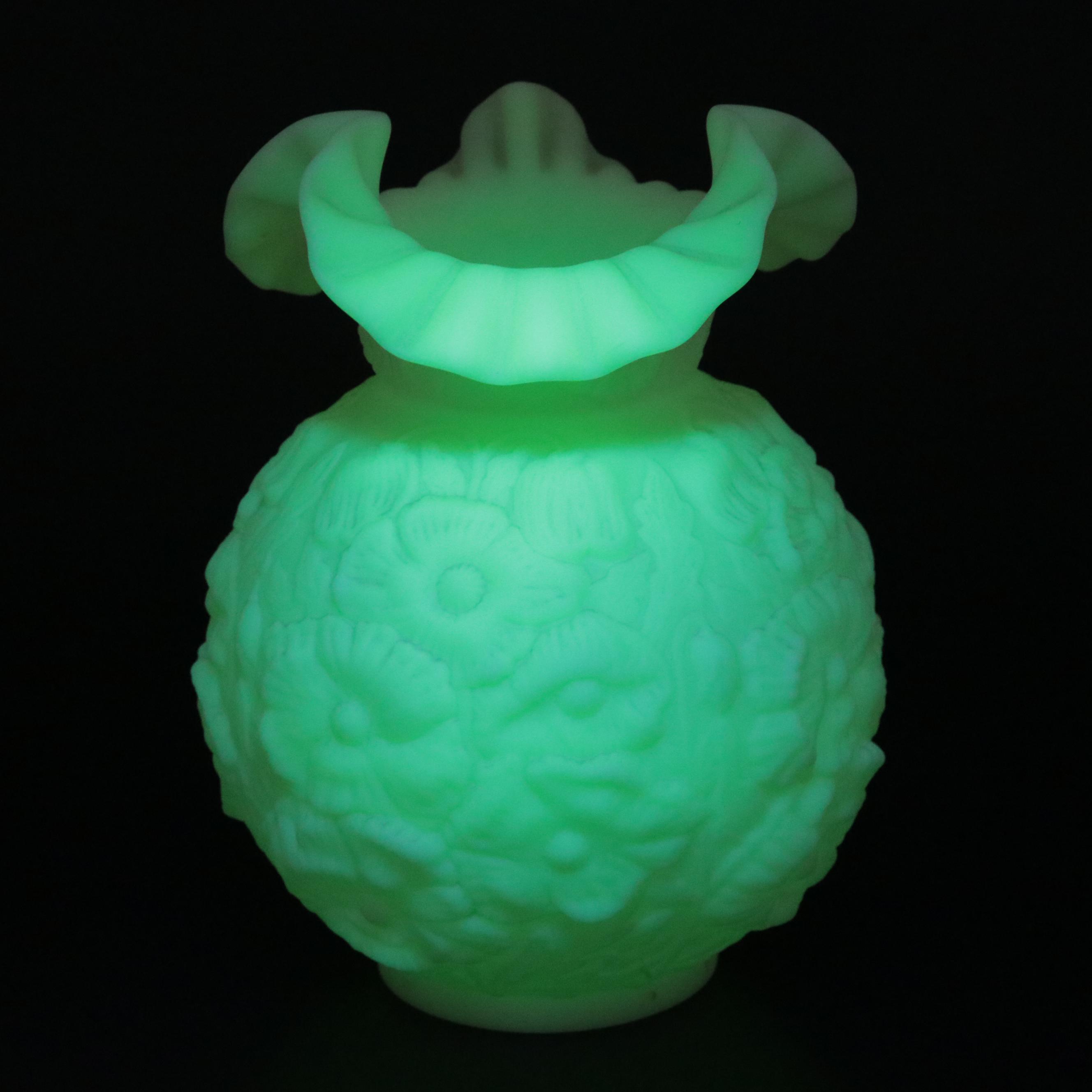 Loevsky & Loevsky and Fenton "Poppy" Pressed Custard Glass Parlor Lamp
