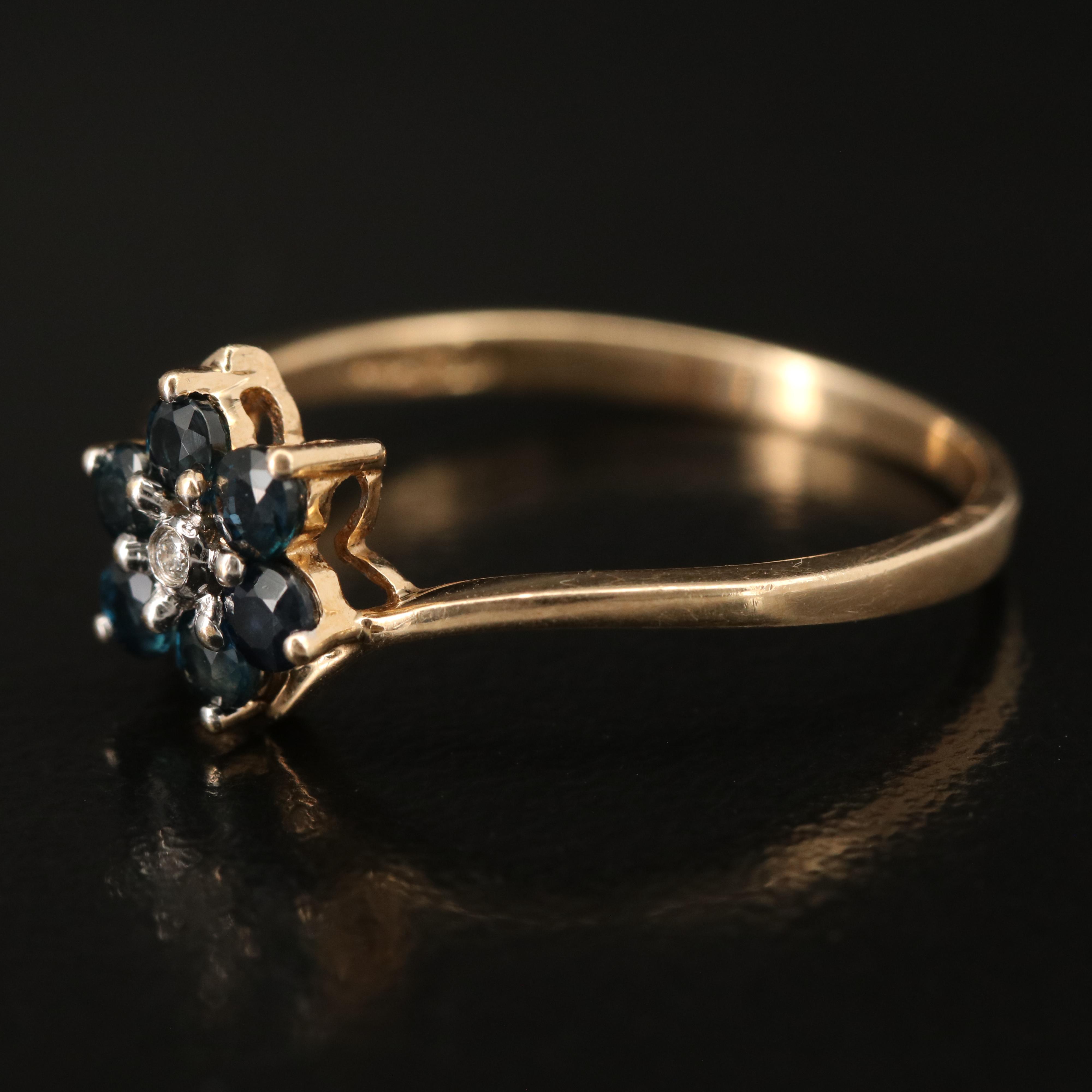 14K Diamond and Sapphire Ring