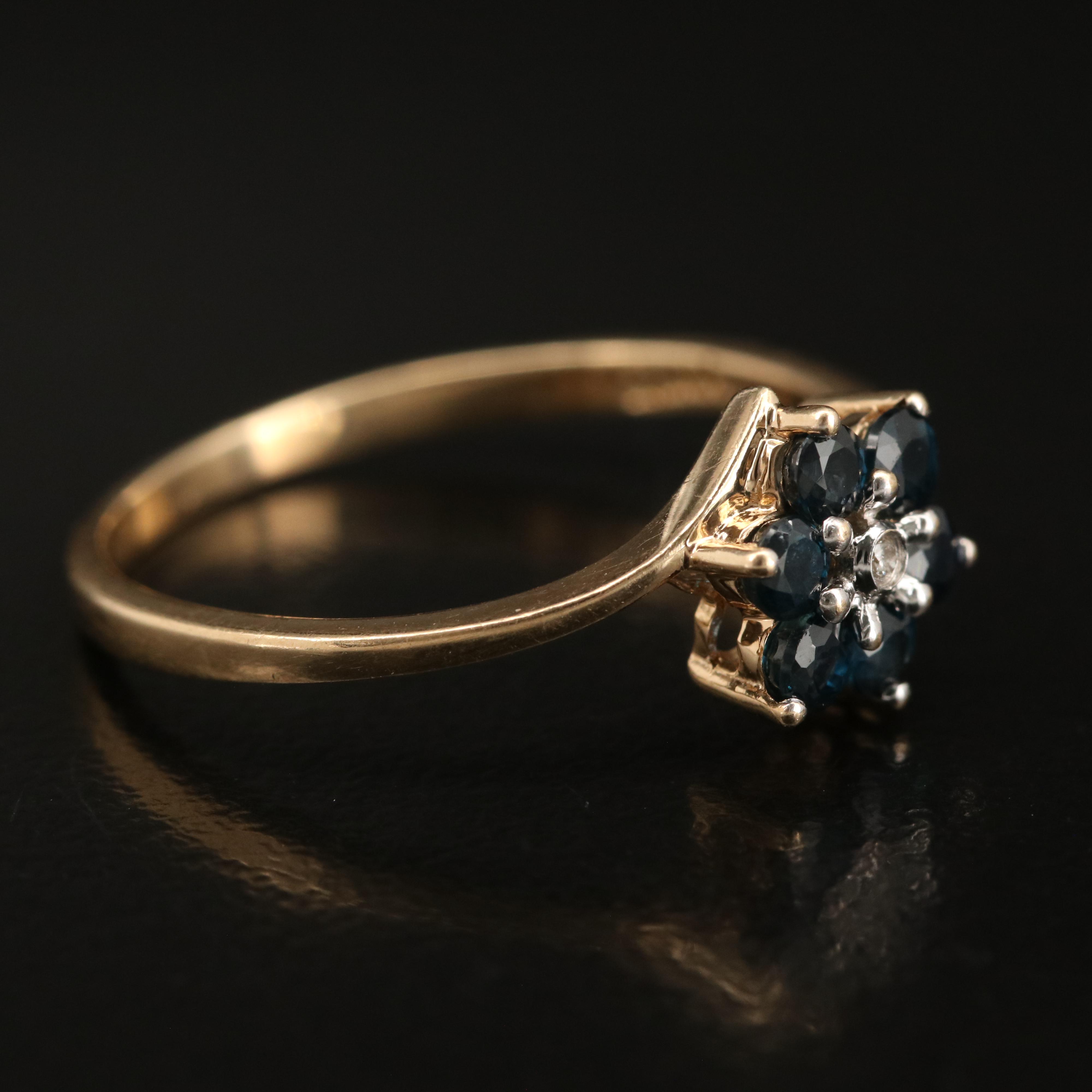 14K Diamond and Sapphire Ring