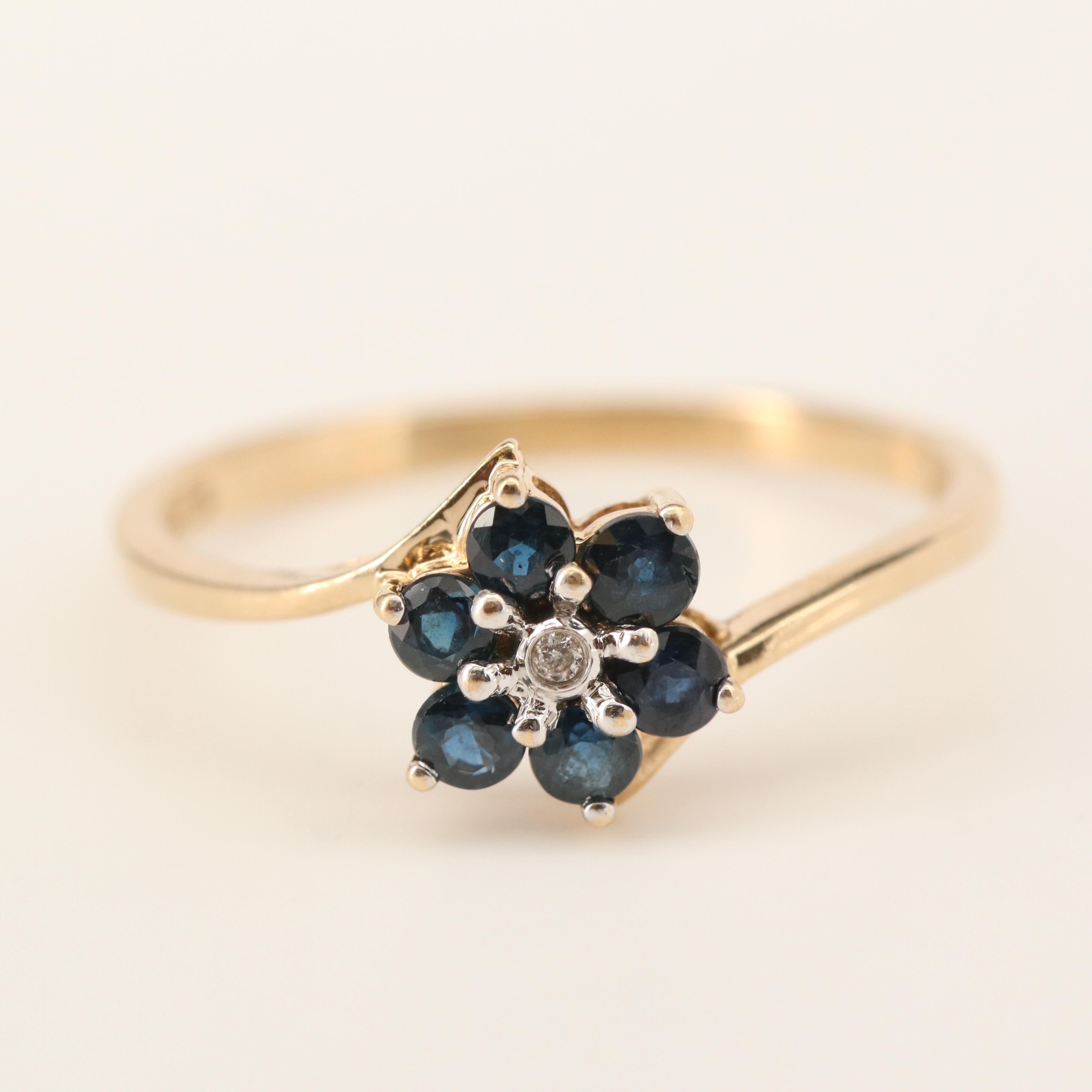 14K Diamond and Sapphire Ring