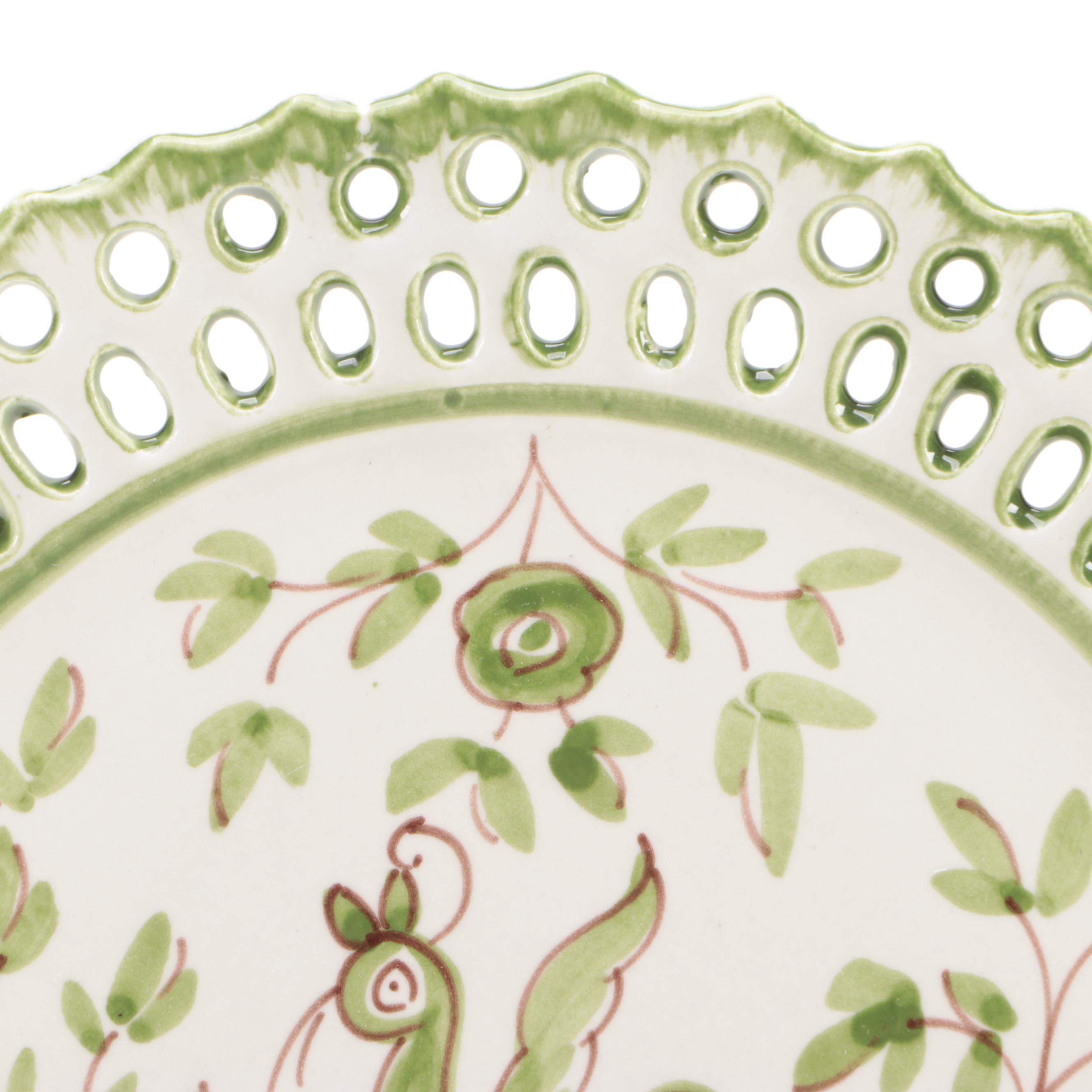 Tory Burch "Oiseau" Hand-Painted Openwork Edge Earthenware Salad Plates