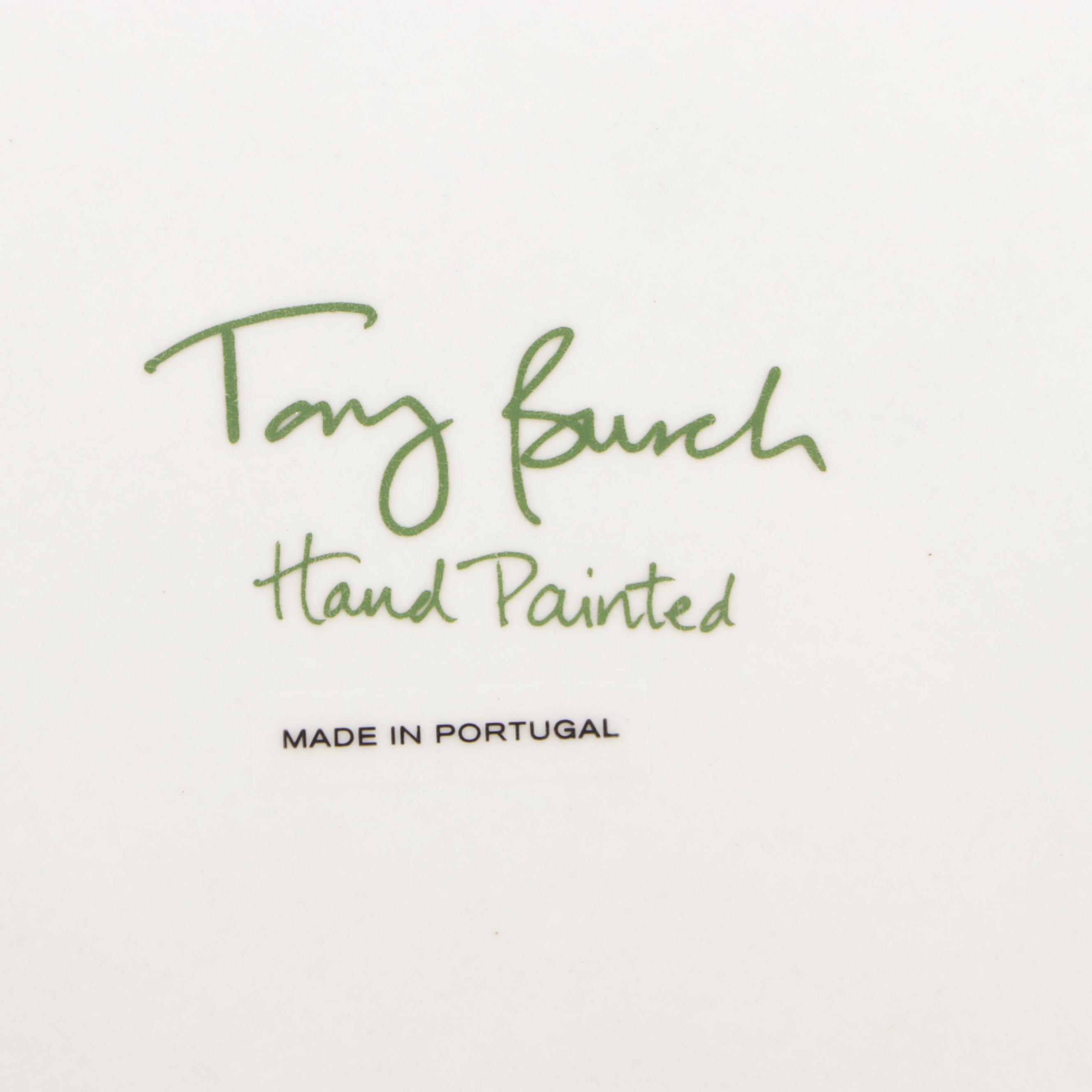 Tory Burch "Oiseau" Hand-Painted Openwork Edge Earthenware Salad Plates