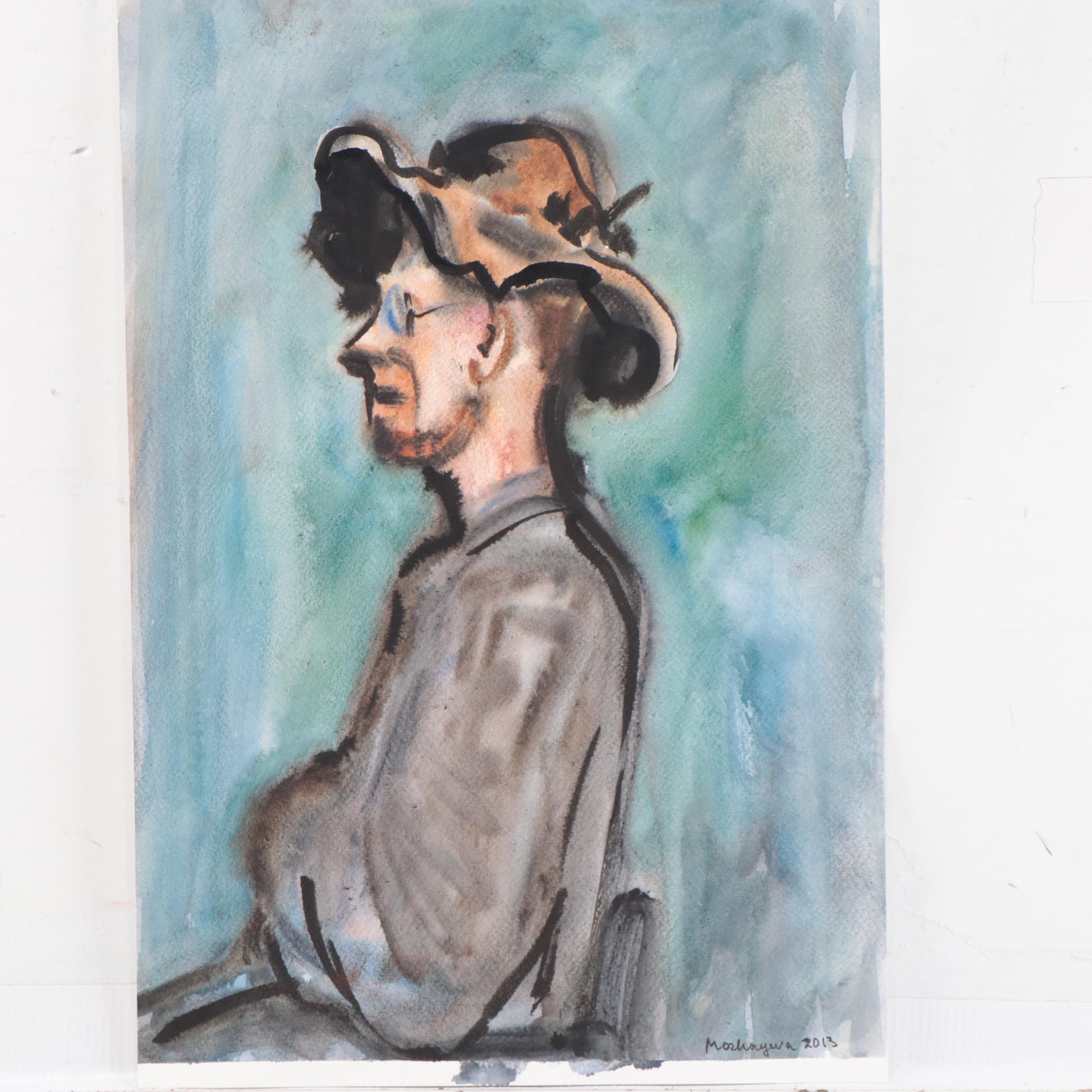 Marina Mozhayeva Watercolor Portrait of Seated Figure, 2013