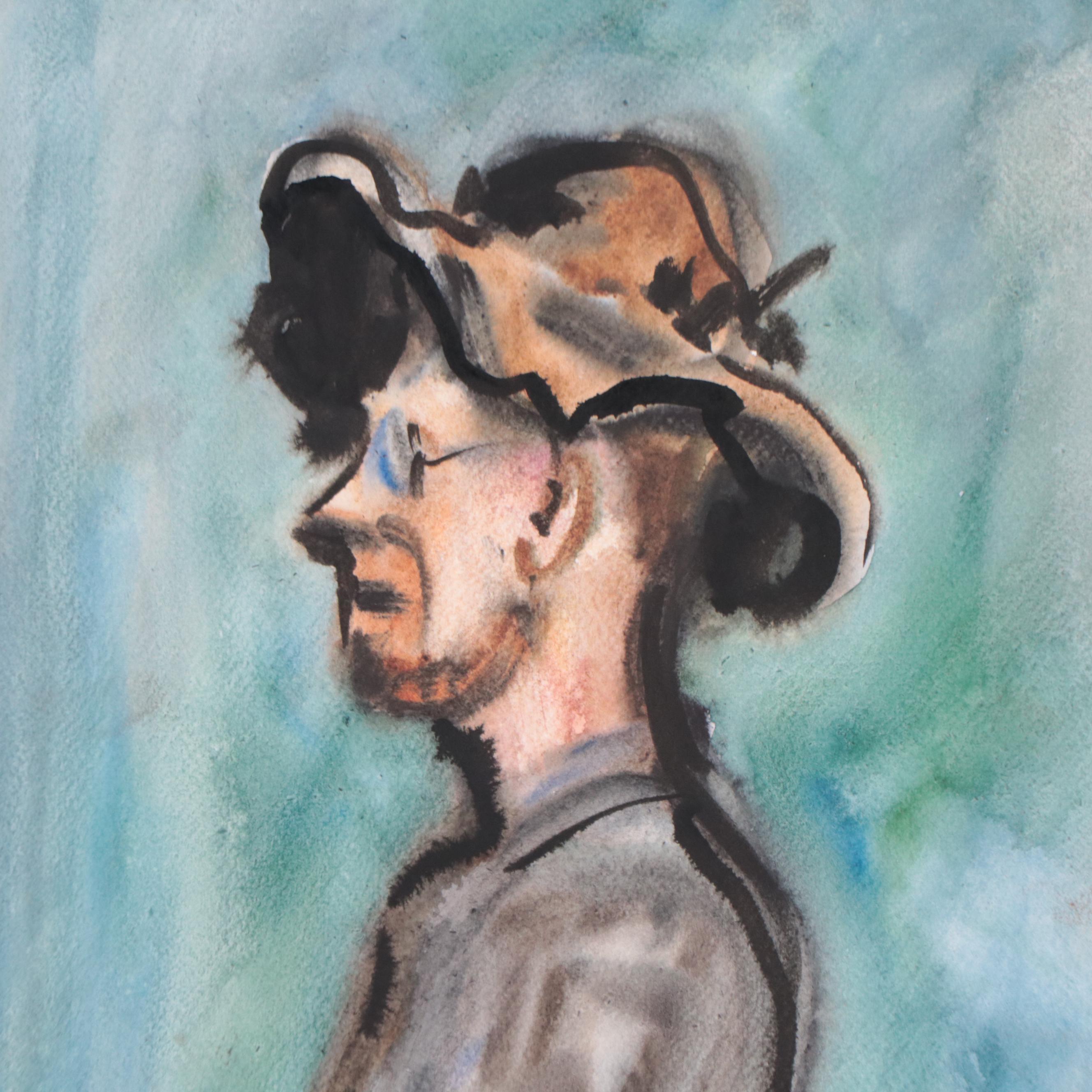 Marina Mozhayeva Watercolor Portrait of Seated Figure, 2013