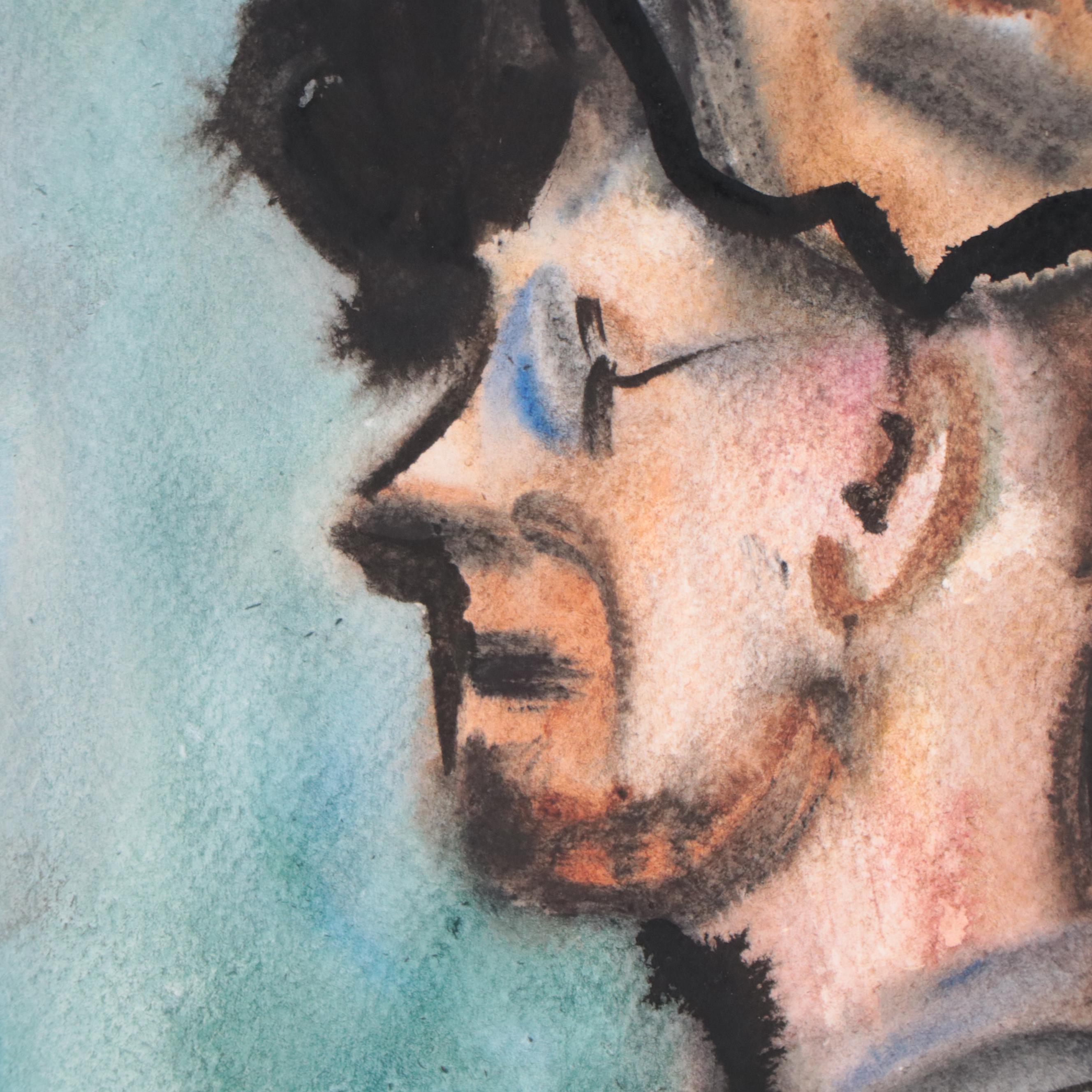 Marina Mozhayeva Watercolor Portrait of Seated Figure, 2013