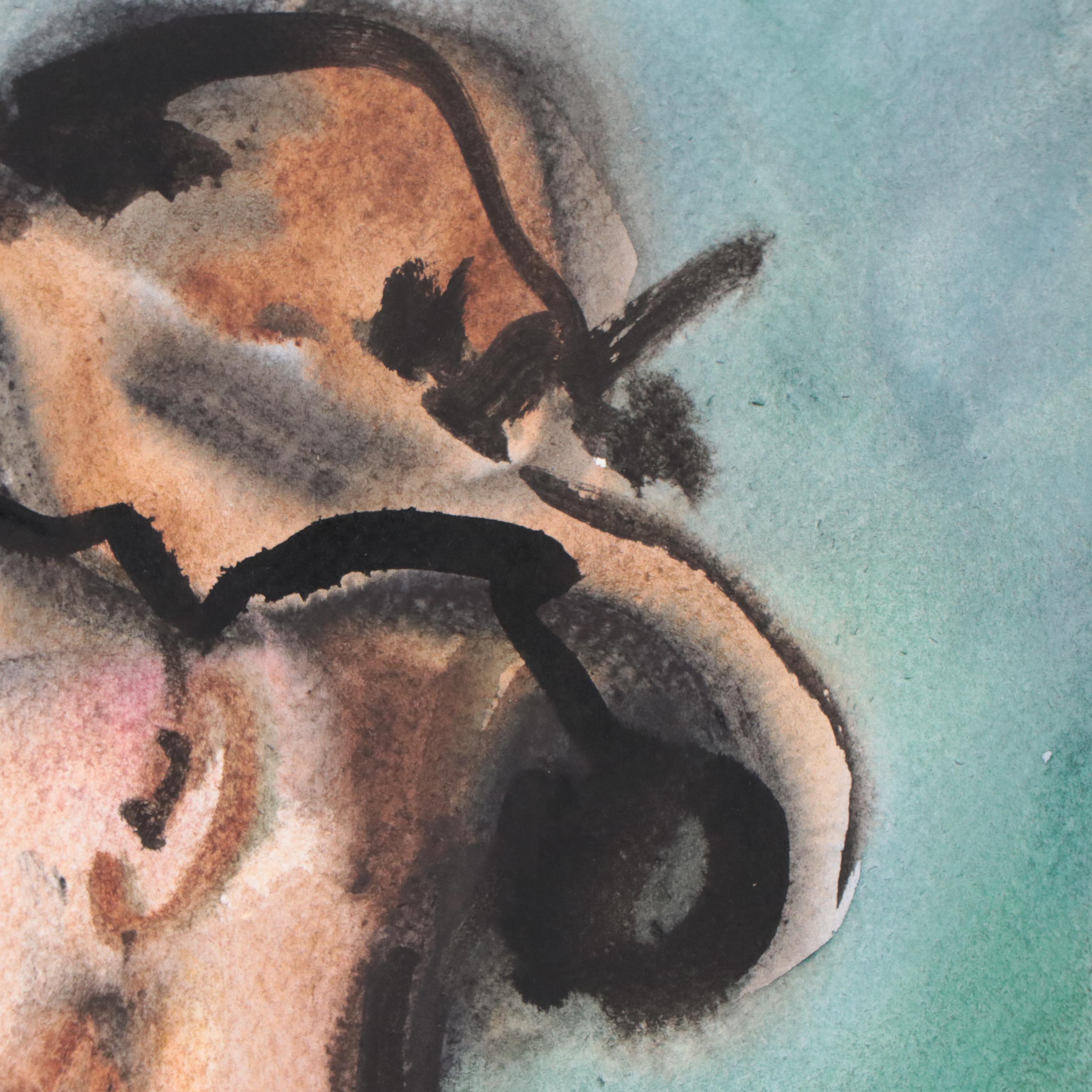 Marina Mozhayeva Watercolor Portrait of Seated Figure, 2013