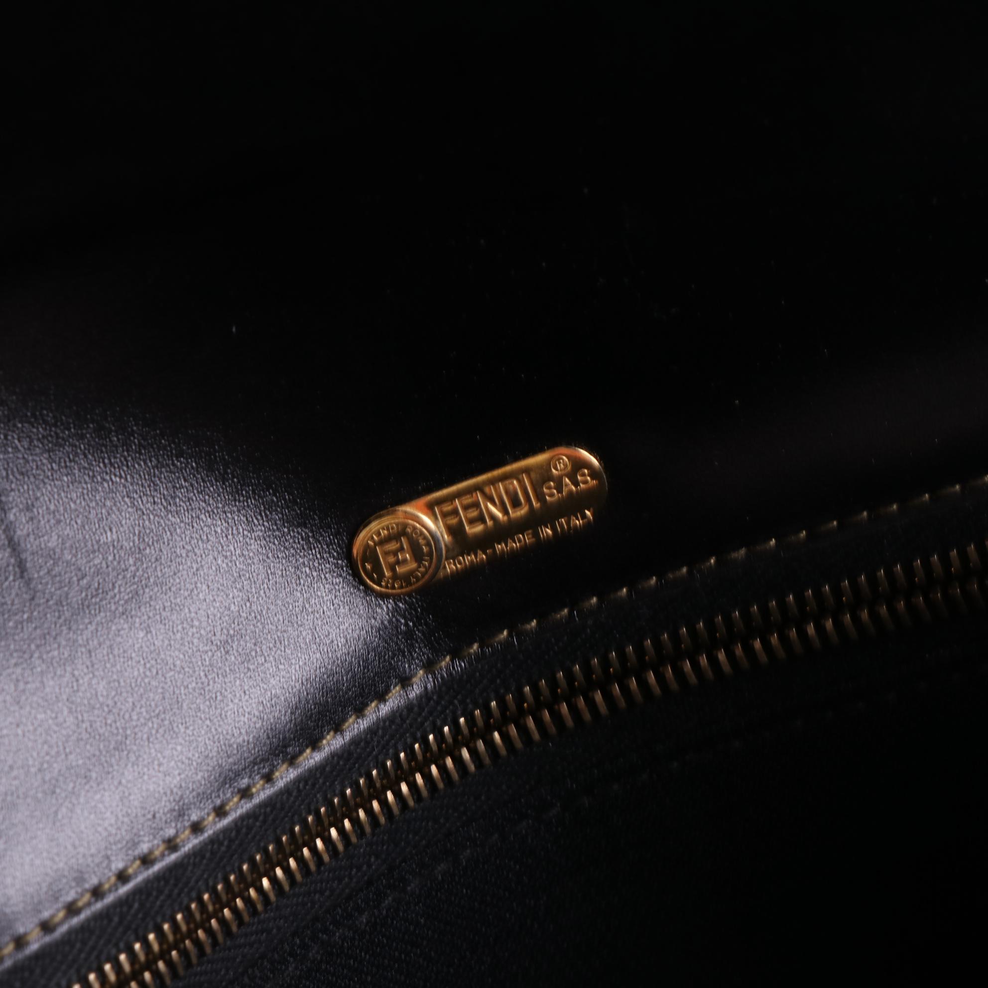 Fendi Envelope-Style Wallet in Pequin Coated Canvas and Black Leather