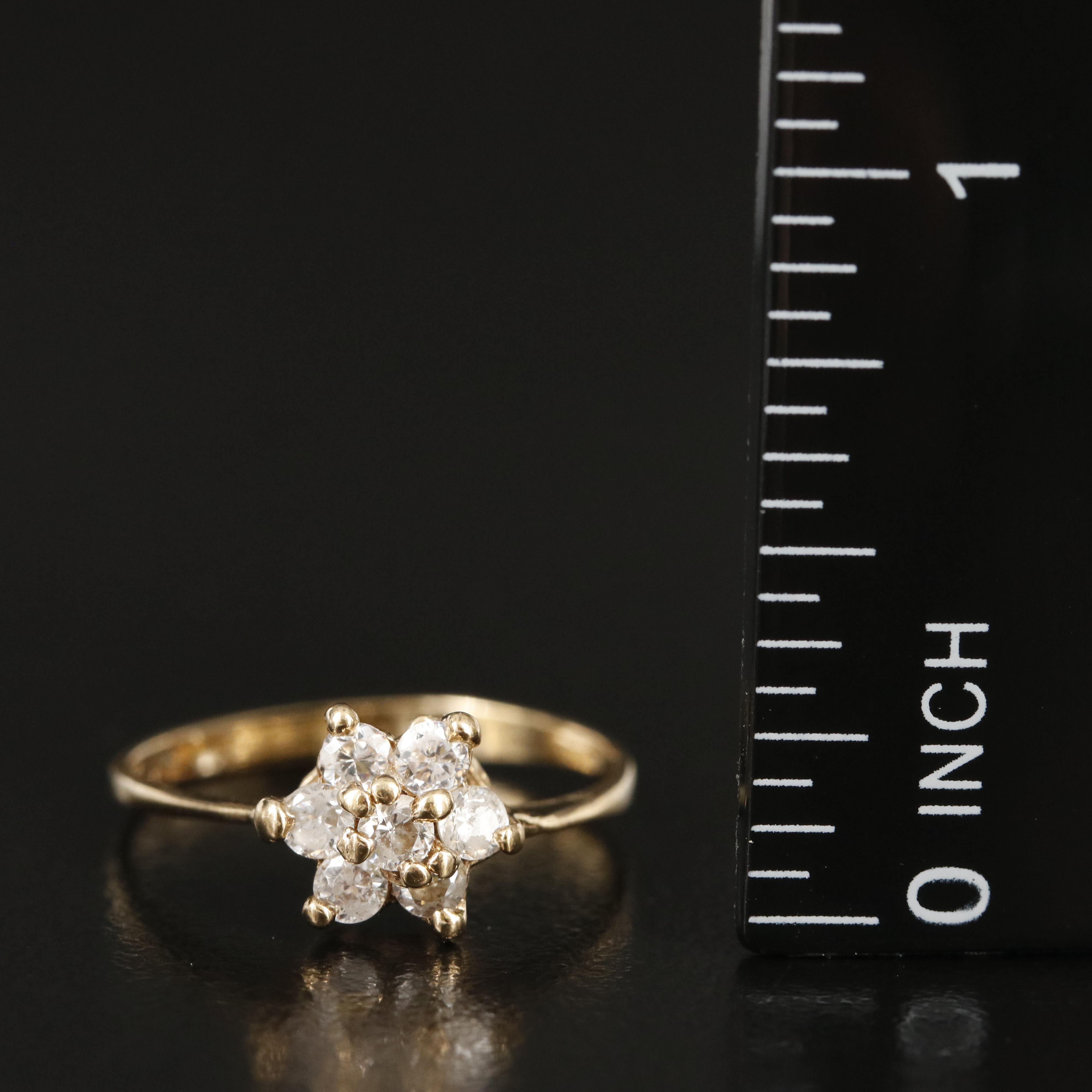 10K Cubic Zirconia Cluster Ring