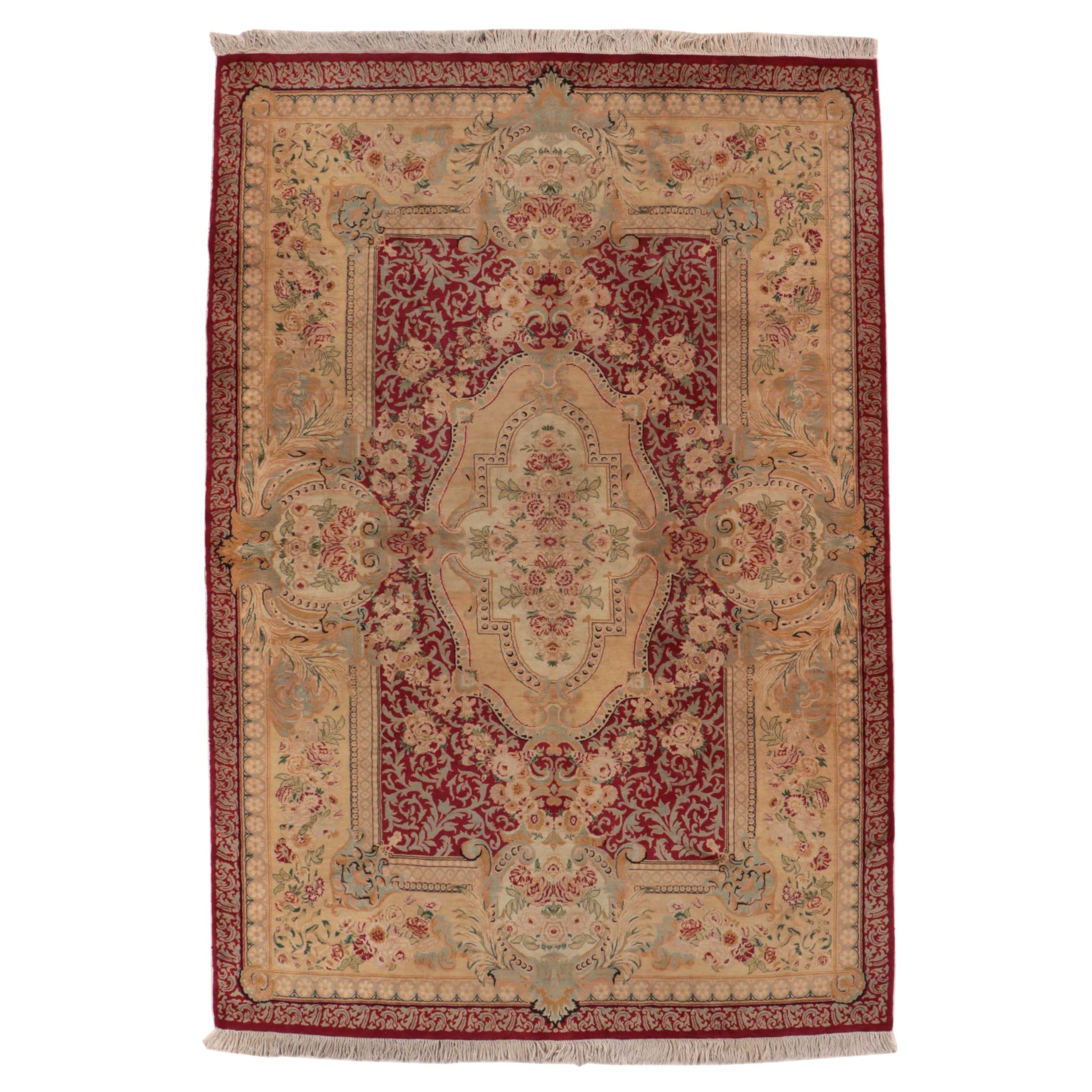 6'1 x 9'3 Hand-Knotted Sino-French Aubusson Style Area Rug