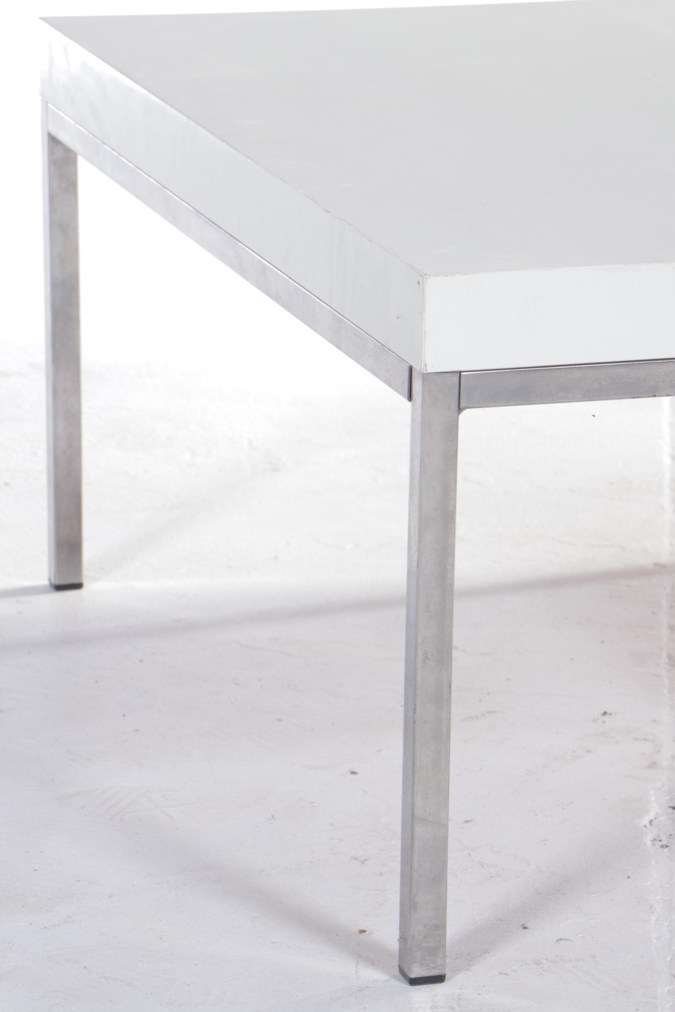 Pair of IKEA "Klubbo" Chrome and White Laminate Coffee Tables