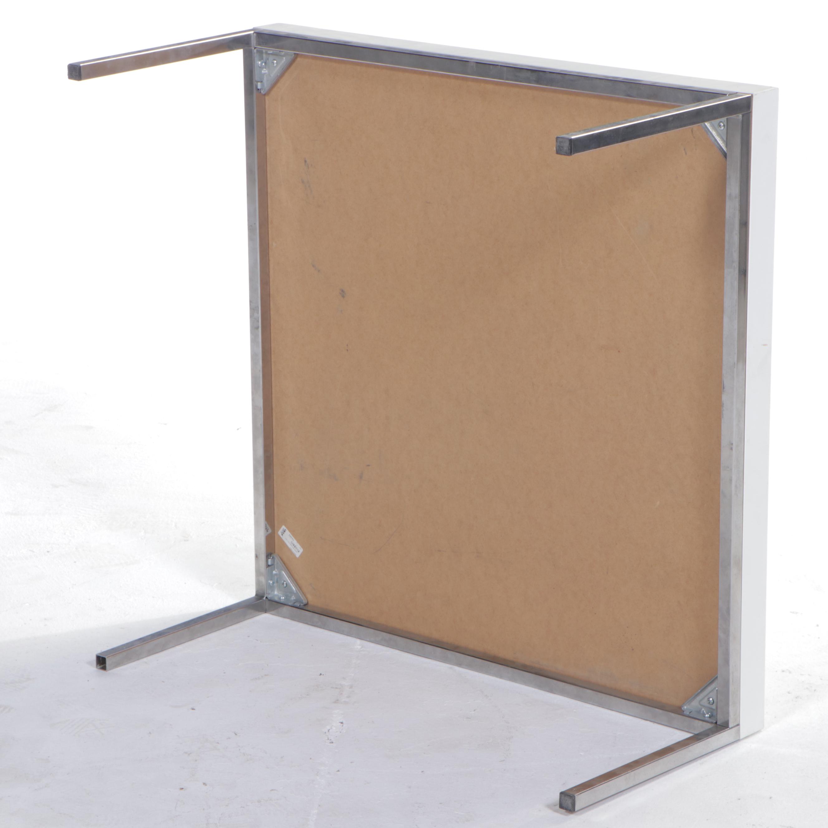 Pair of IKEA "Klubbo" Chrome and White Laminate Coffee Tables