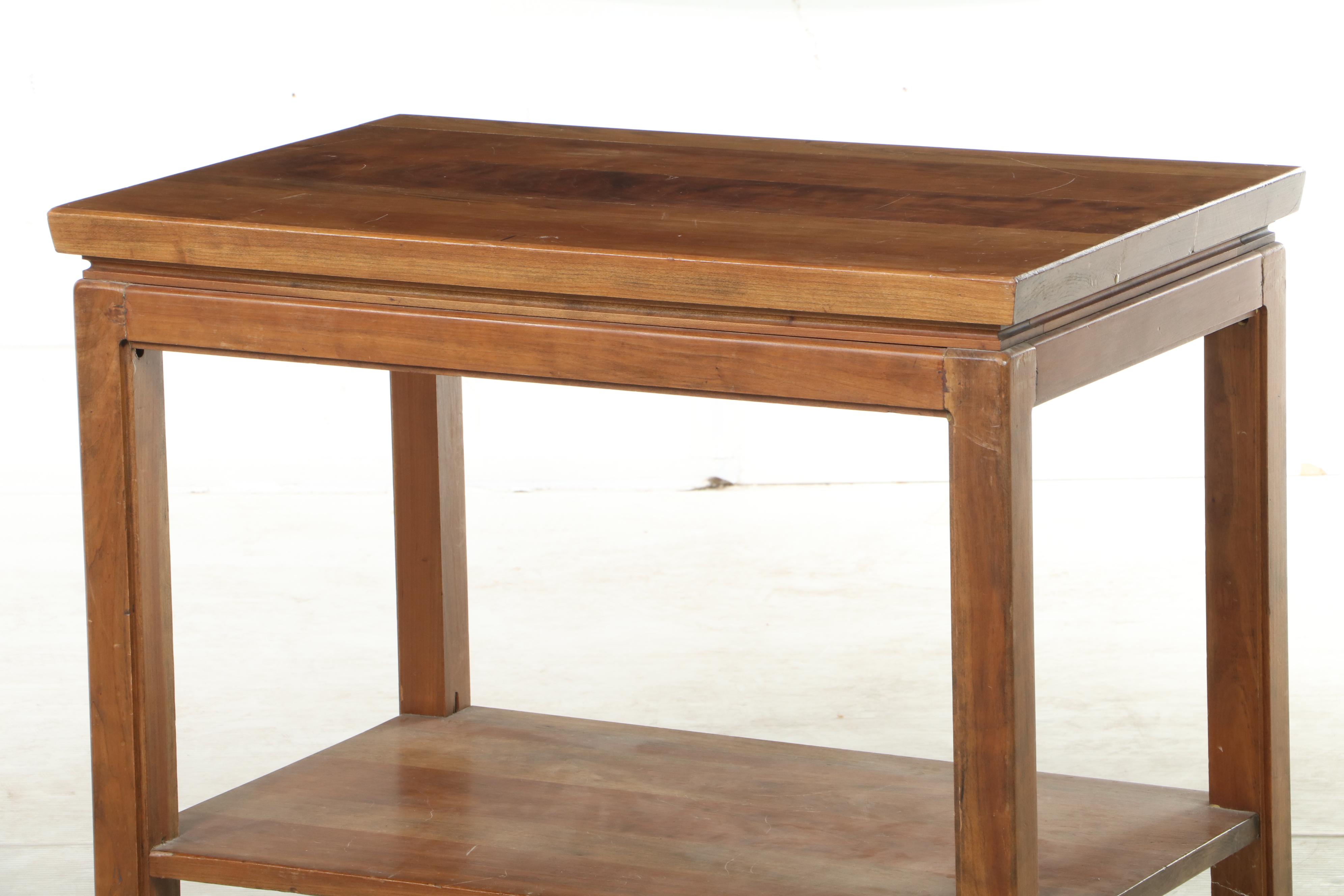 Chinese Style Teak Two-Tiered Side Table, Mid to Late 20th Century