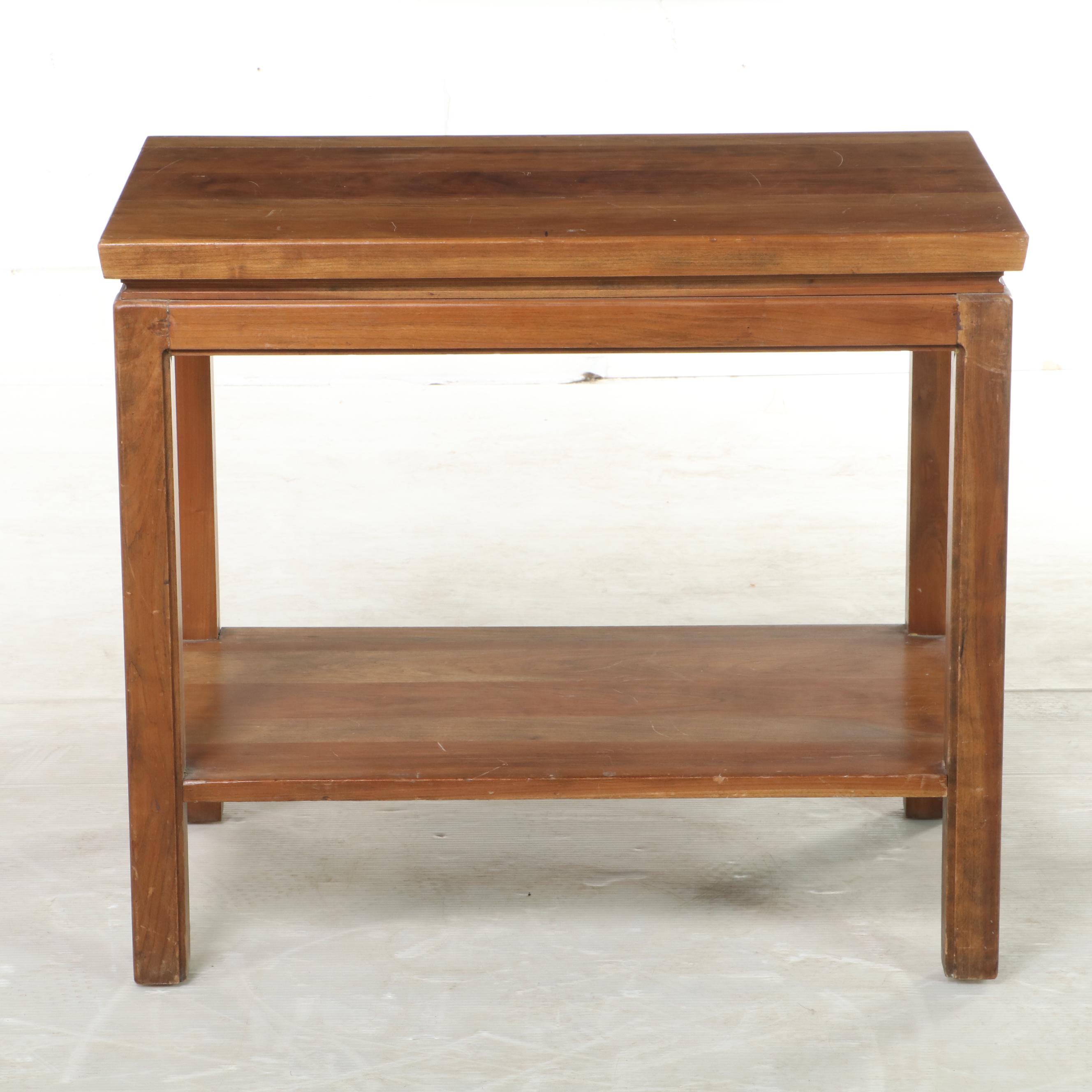 Chinese Style Teak Two-Tiered Side Table, Mid to Late 20th Century
