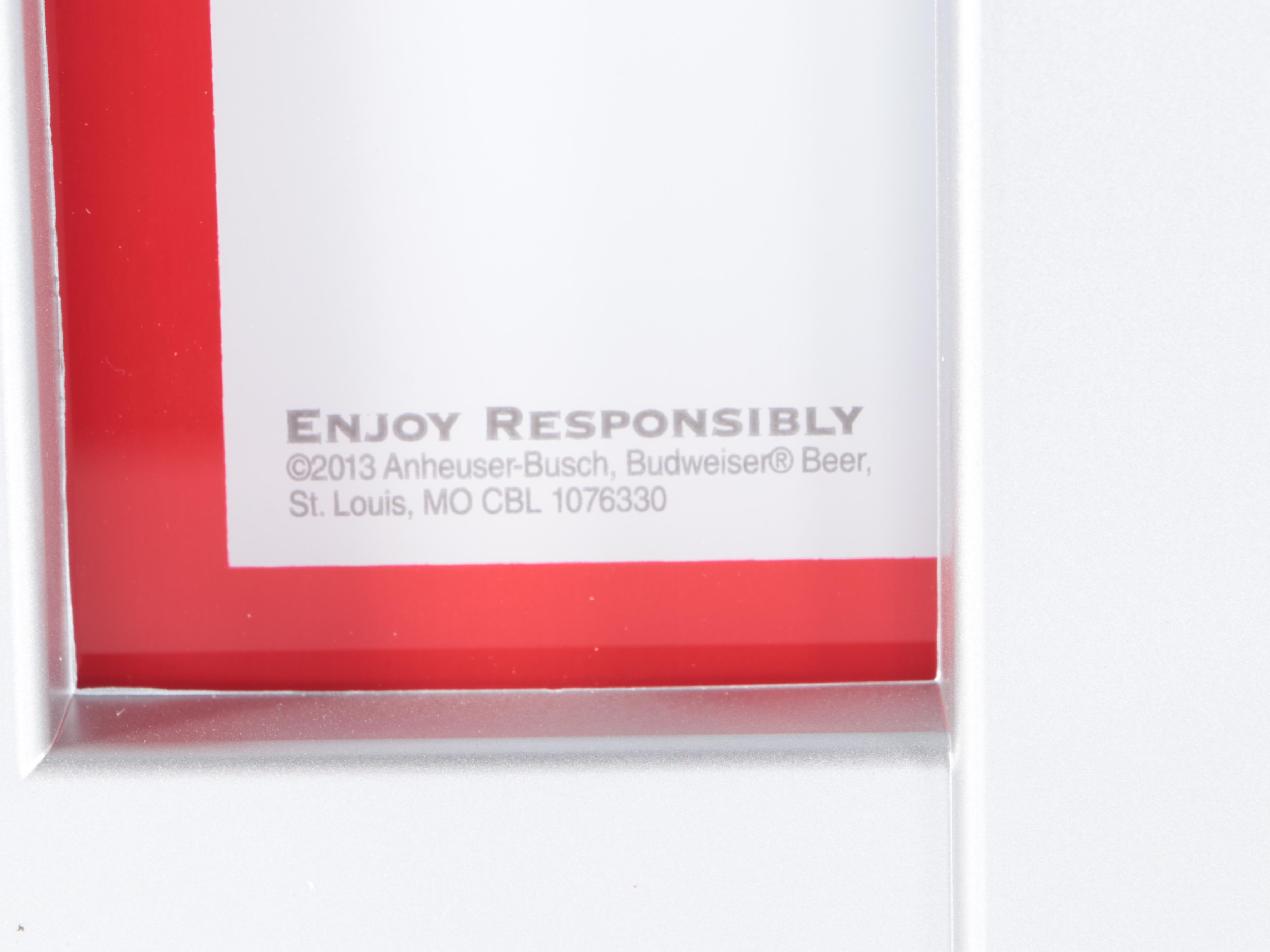 Anheuser Busch Budweiser "We I.D." Digital Clock & Legal Age Calendar Sign, 2013