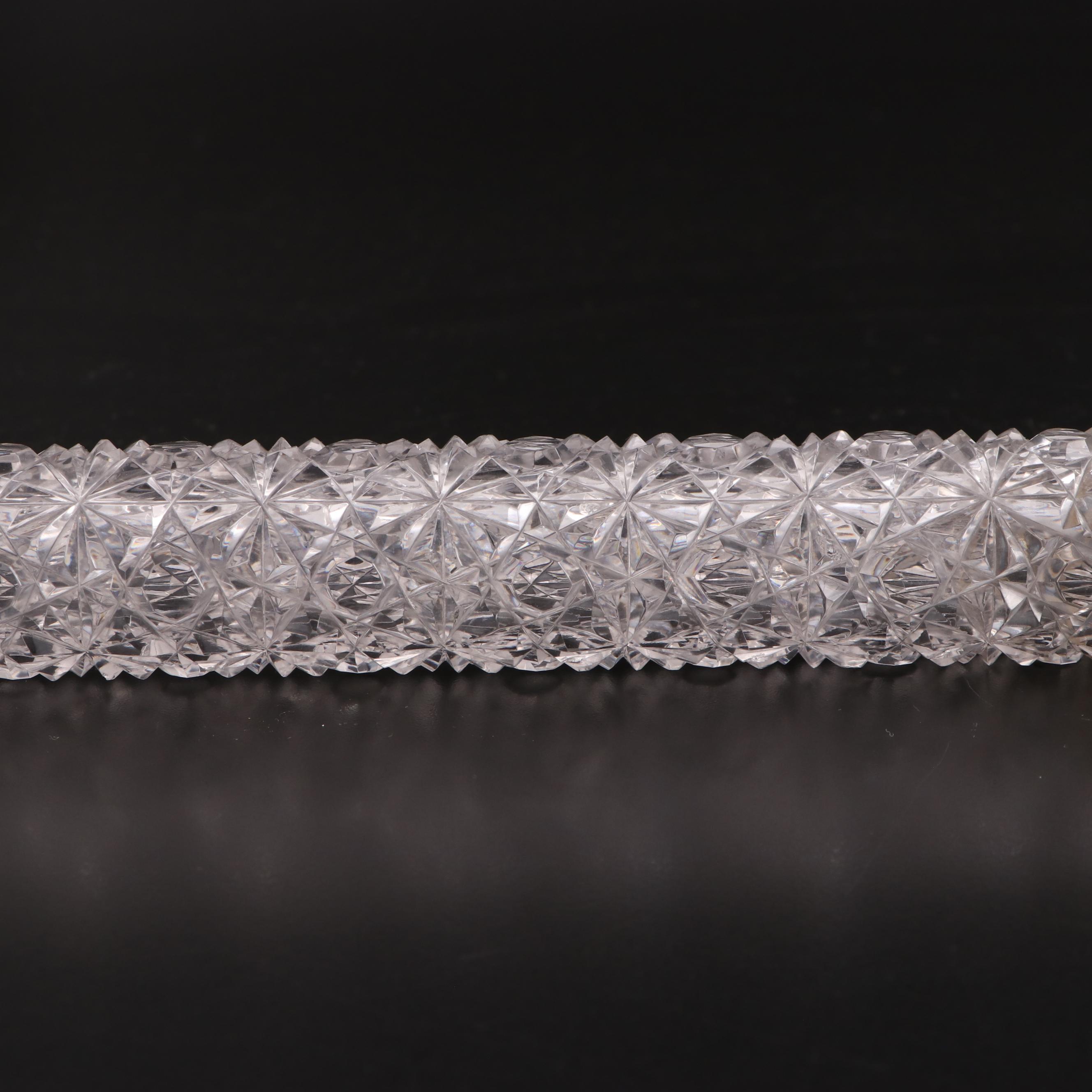 Victorian Cut Glass Cylinder Vanity Bottle with Sterling Silver Cap