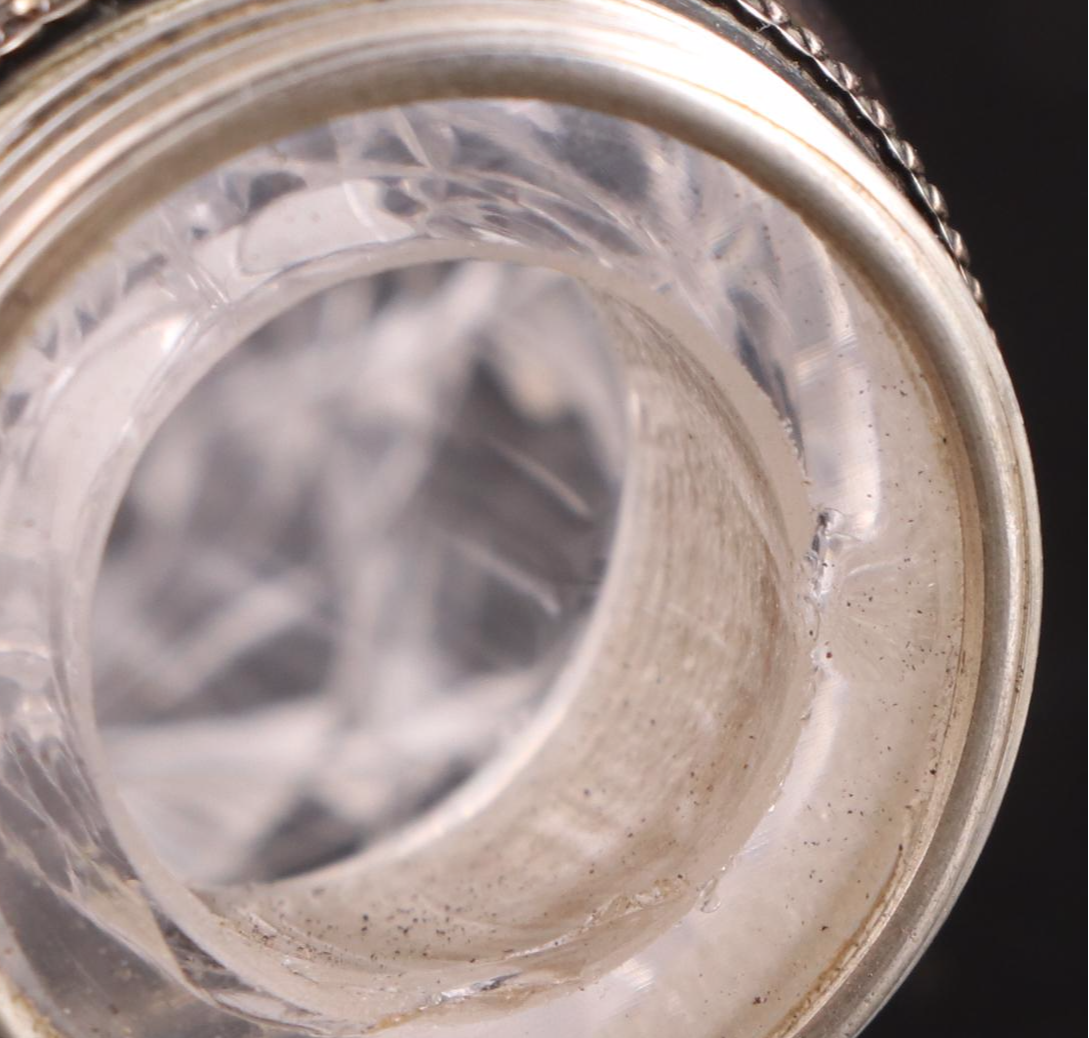 Victorian Cut Glass Cylinder Vanity Bottle with Sterling Silver Cap