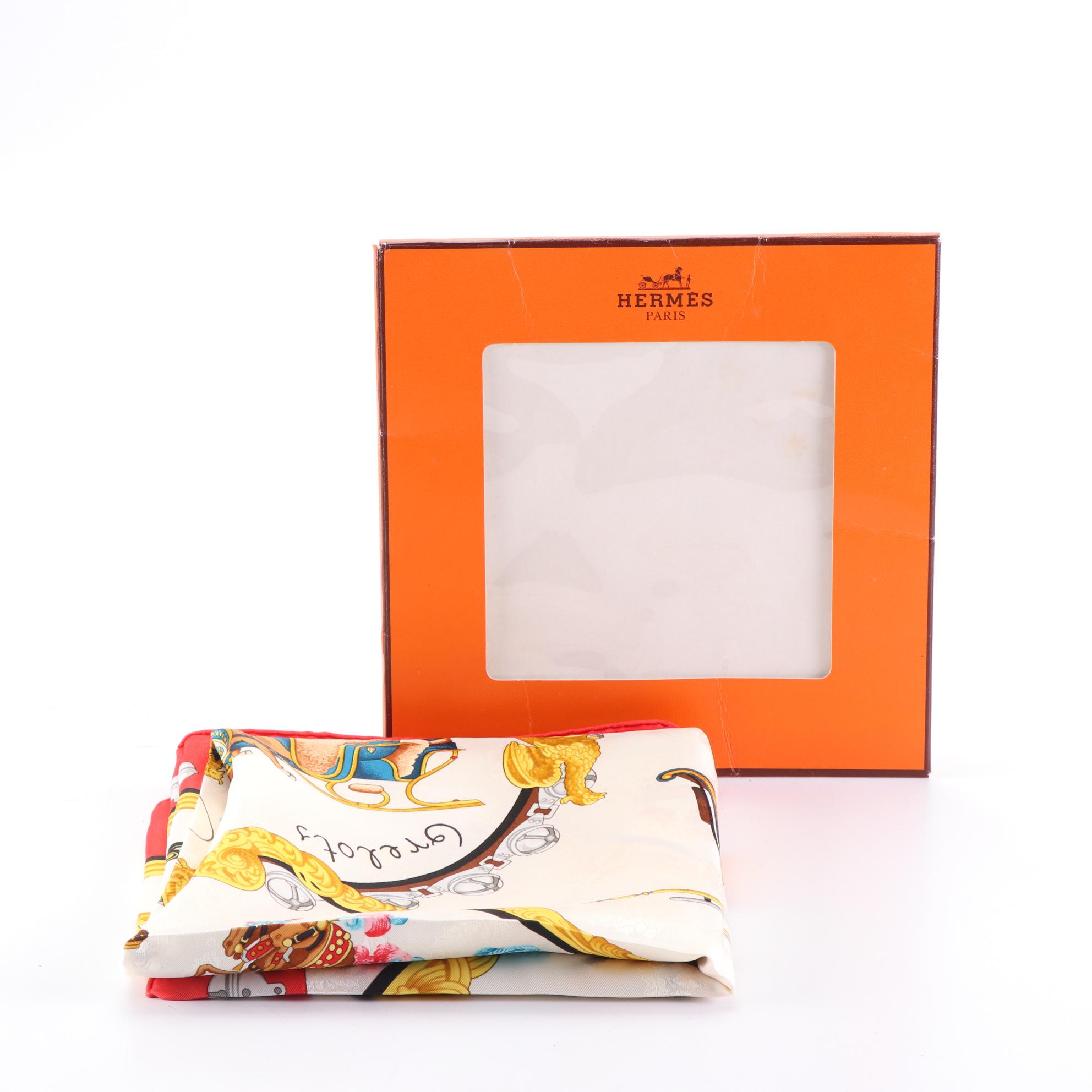 Hermès "Plumes et Grelots" Scarf 90 in Silk Jacquard Twill with Retail Sleeve