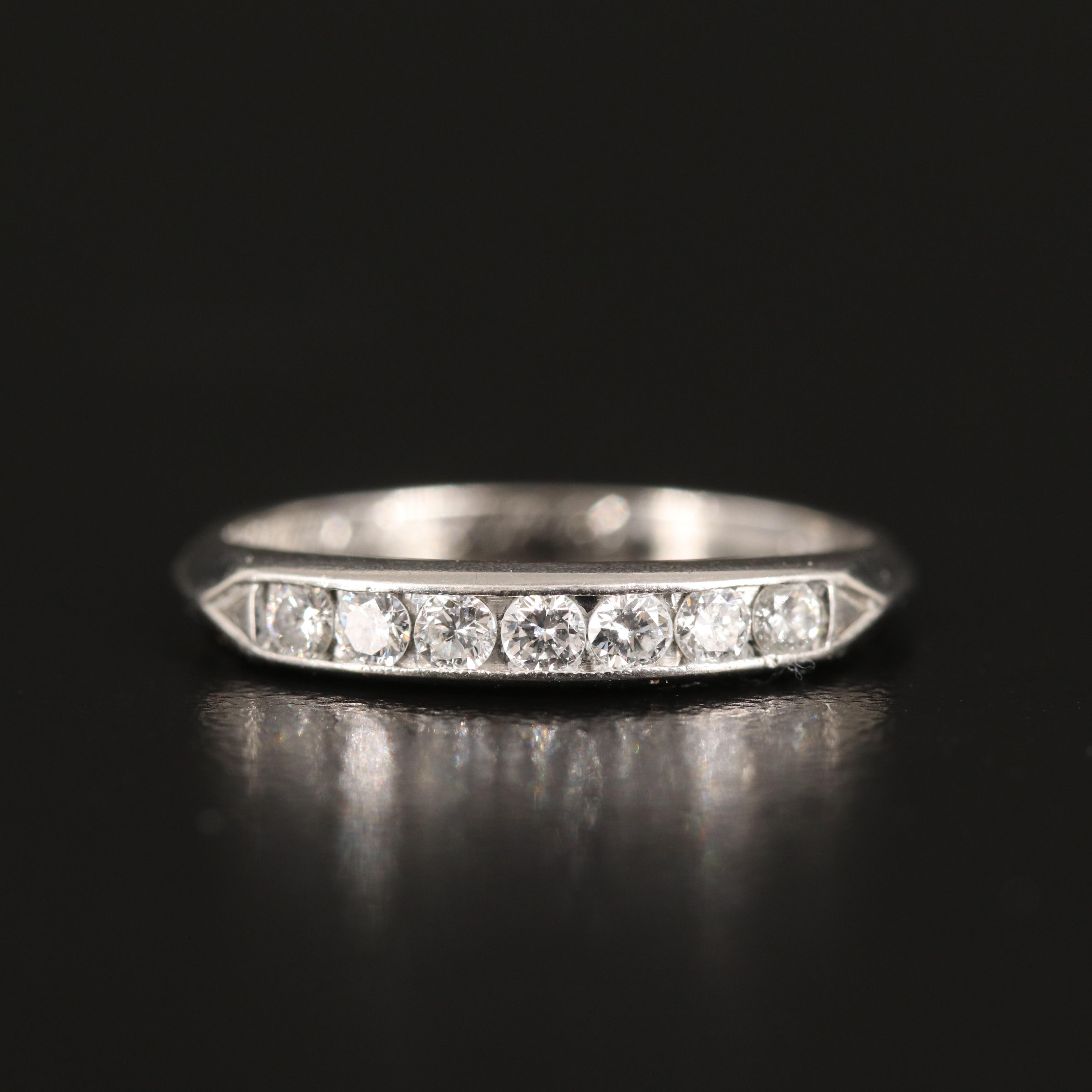 Platinum Diamond Channel Ring and 14K Sapphire Eternity Bands