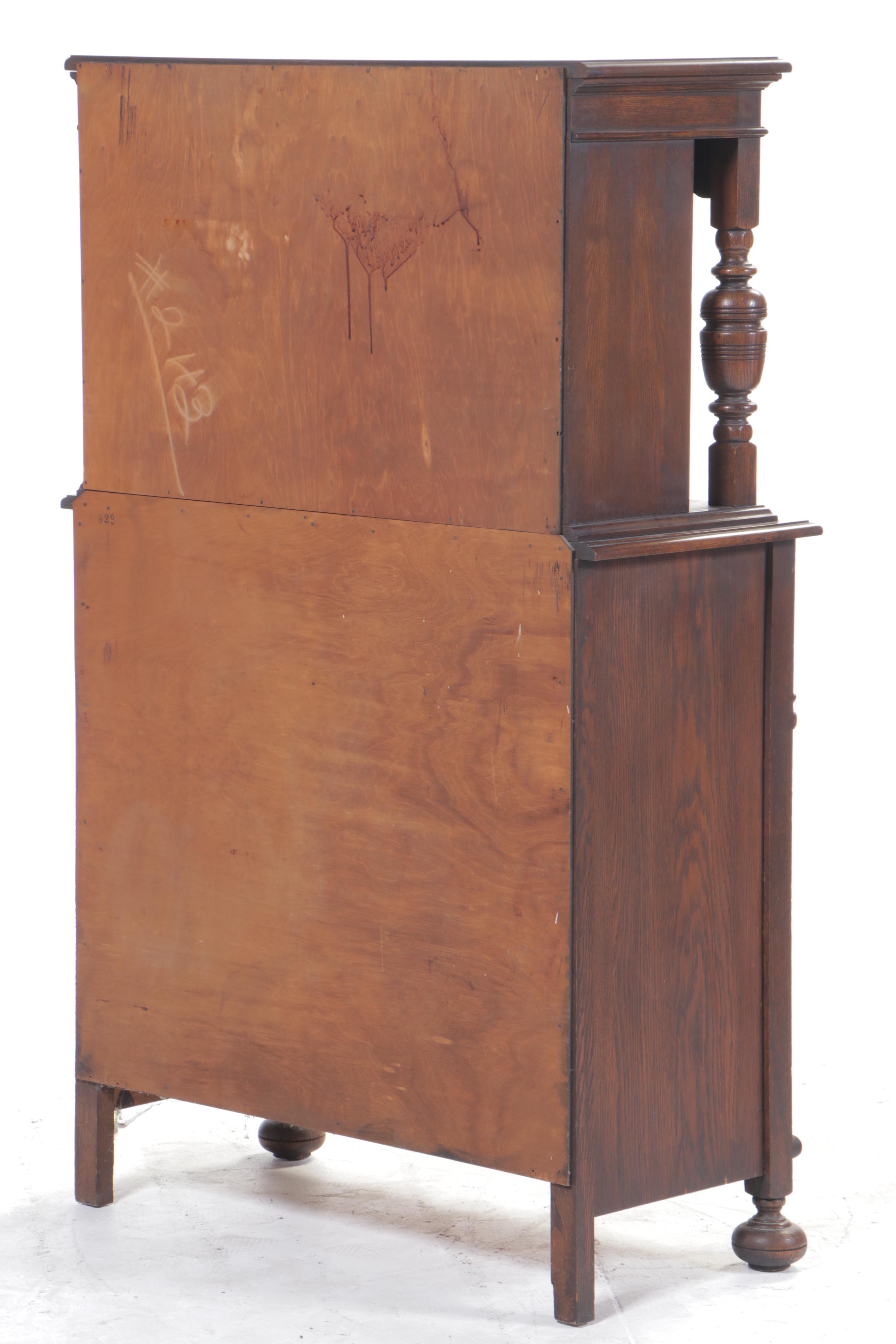 Jacobean Revival Carved Oak China Cabinet, circa 1930