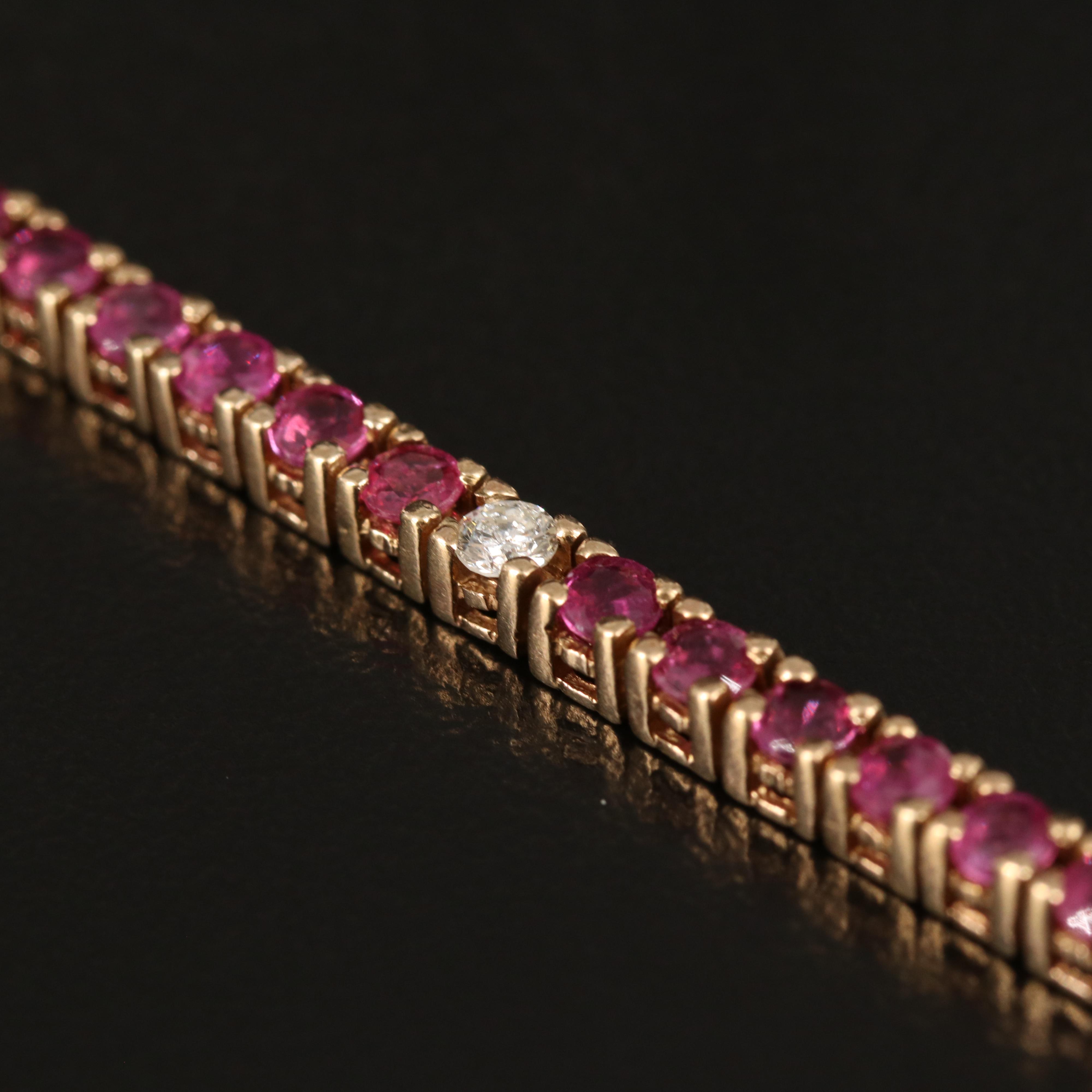 14K 0.48 CTW Diamond and Ruby Station Line Bracelet