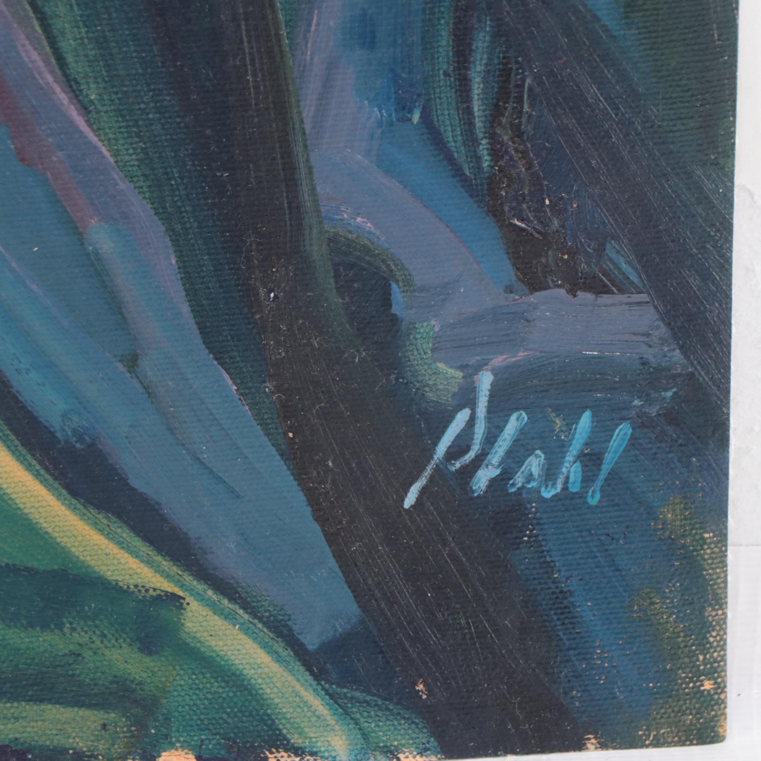 William Pfahl Oil Painting "Model in Leather Jacket," 2009