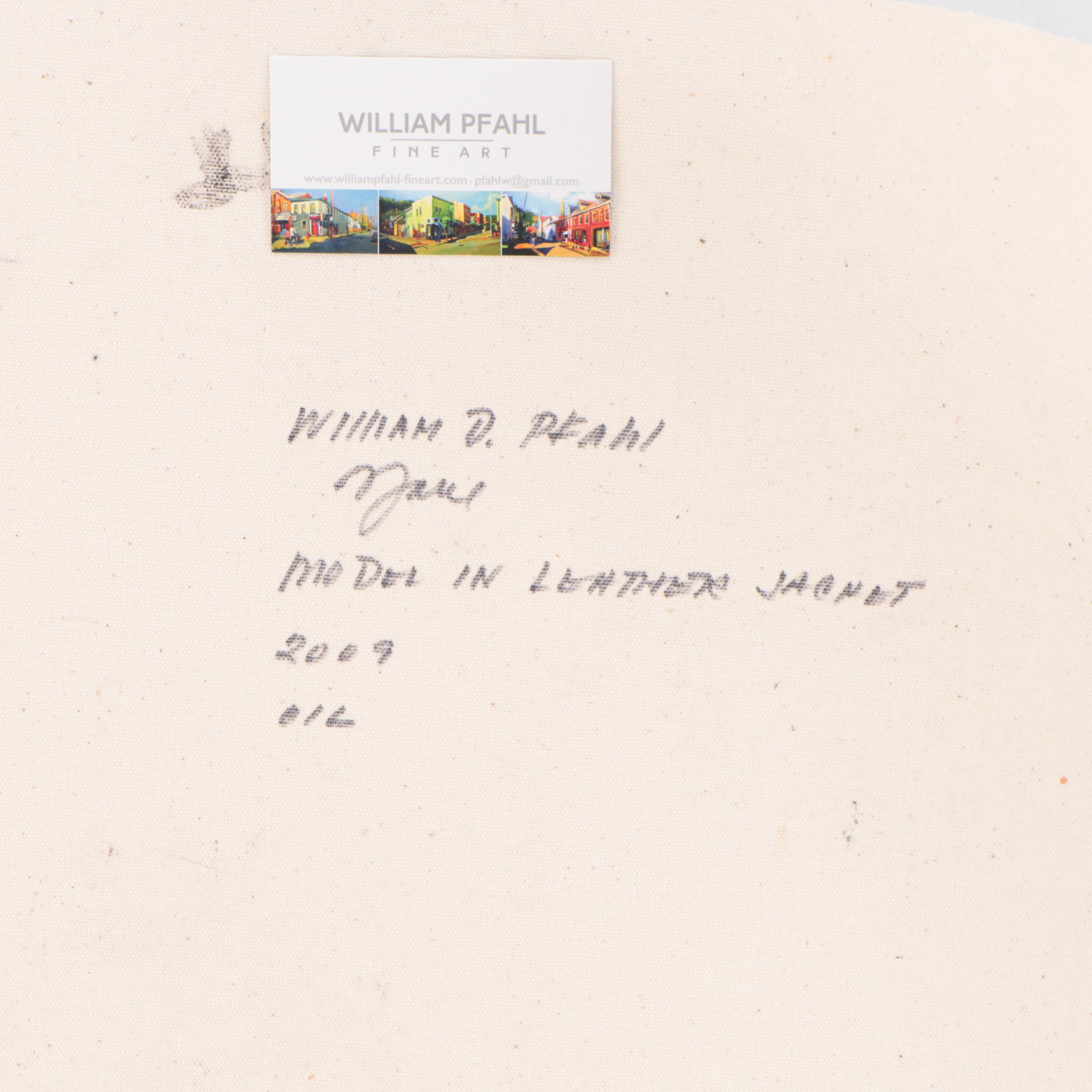 William Pfahl Oil Painting "Model in Leather Jacket," 2009