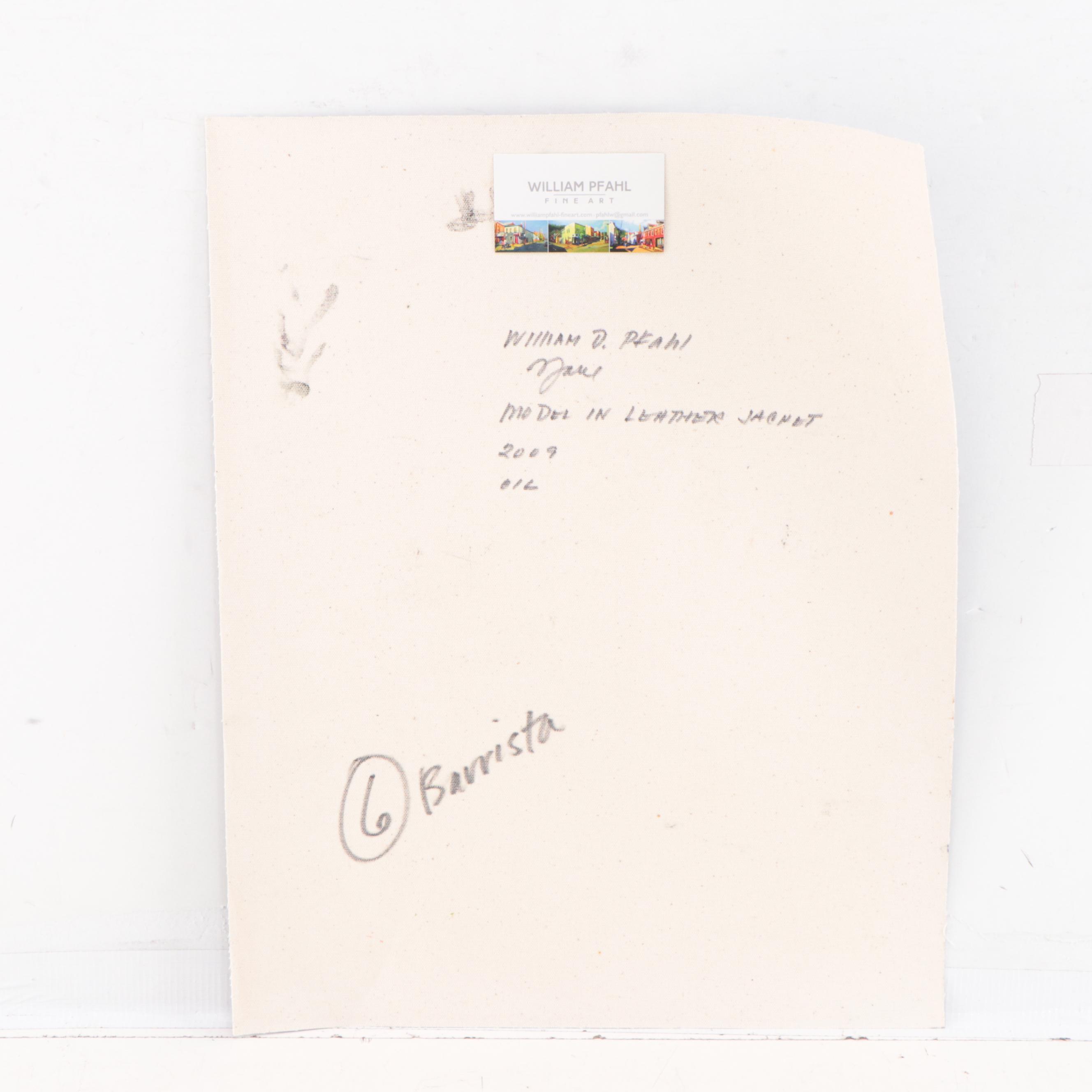 William Pfahl Oil Painting "Model in Leather Jacket," 2009