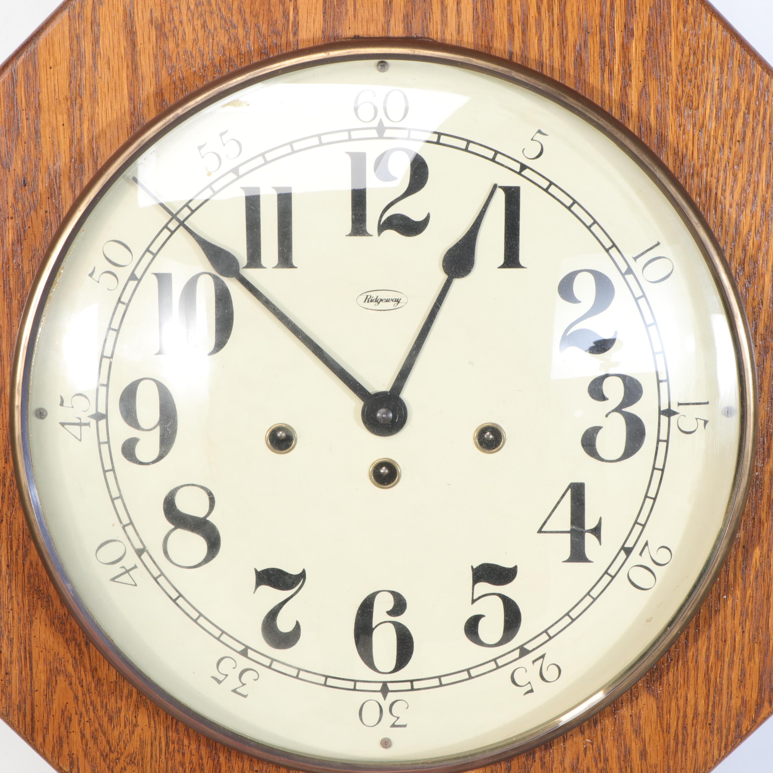 Ridgeway Schoolhouse Regulator Pendulum Wall Clock, Late 20th Century