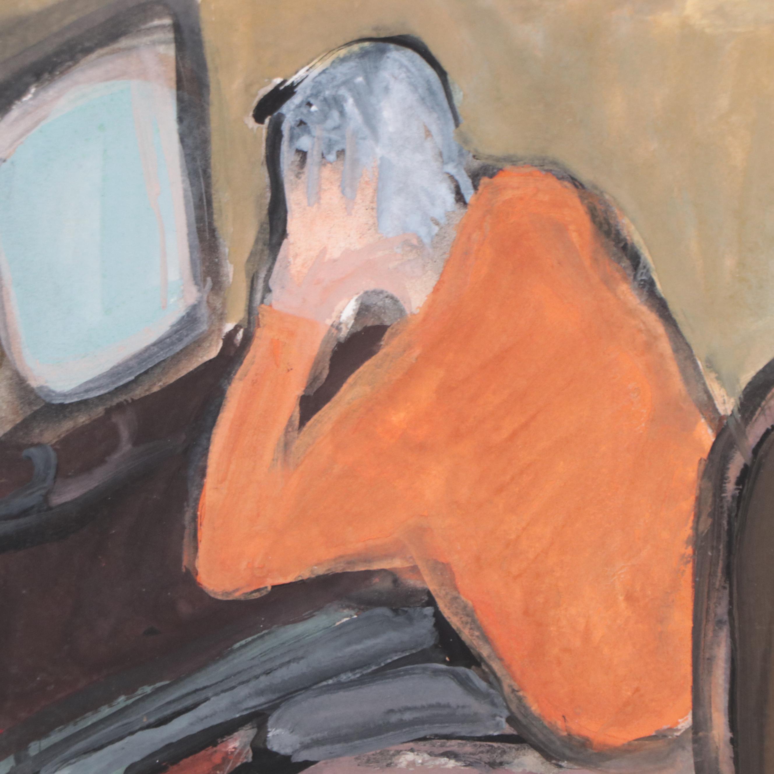 Marina Mozhayeva Acrylic Painting of Seated Figure, 2013