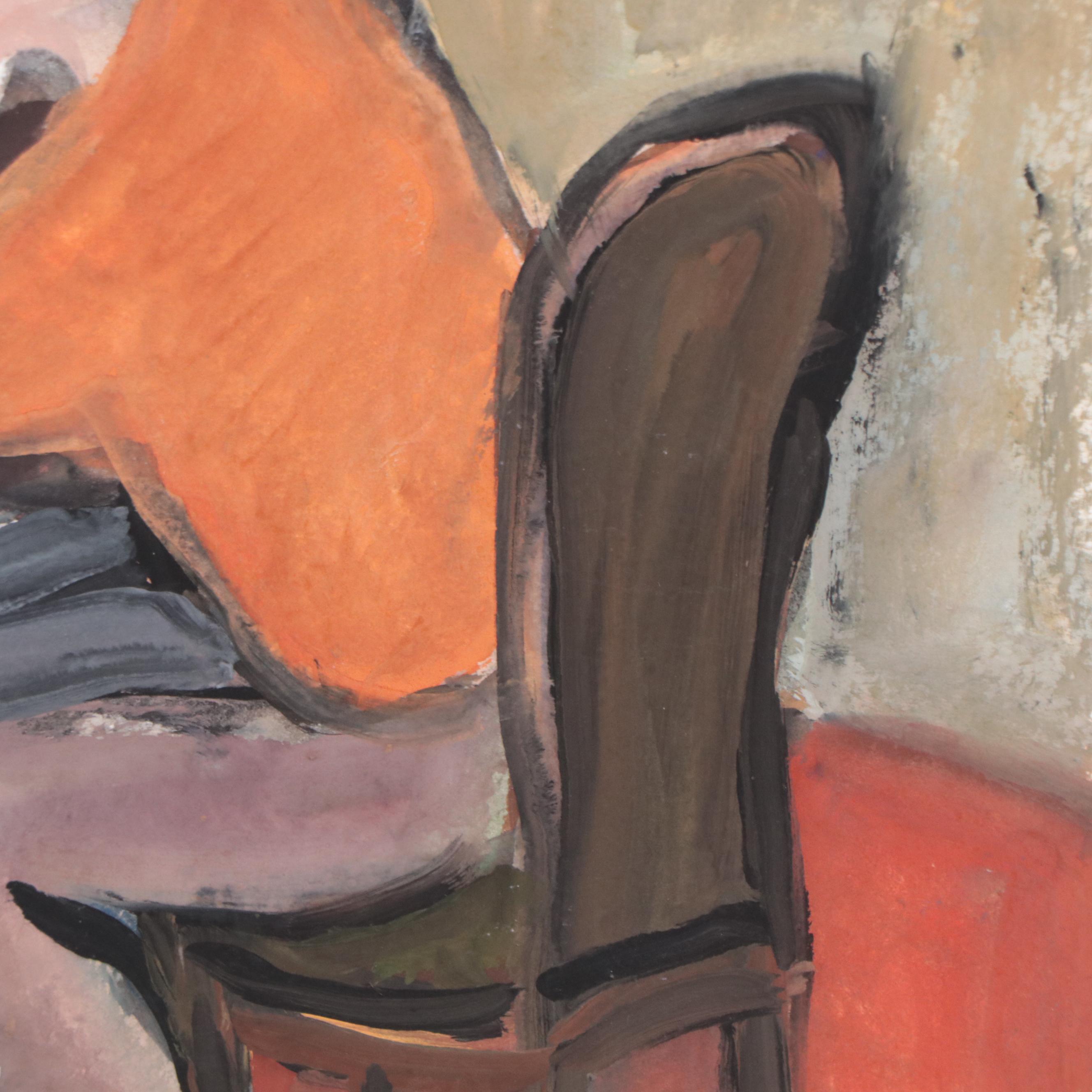 Marina Mozhayeva Acrylic Painting of Seated Figure, 2013