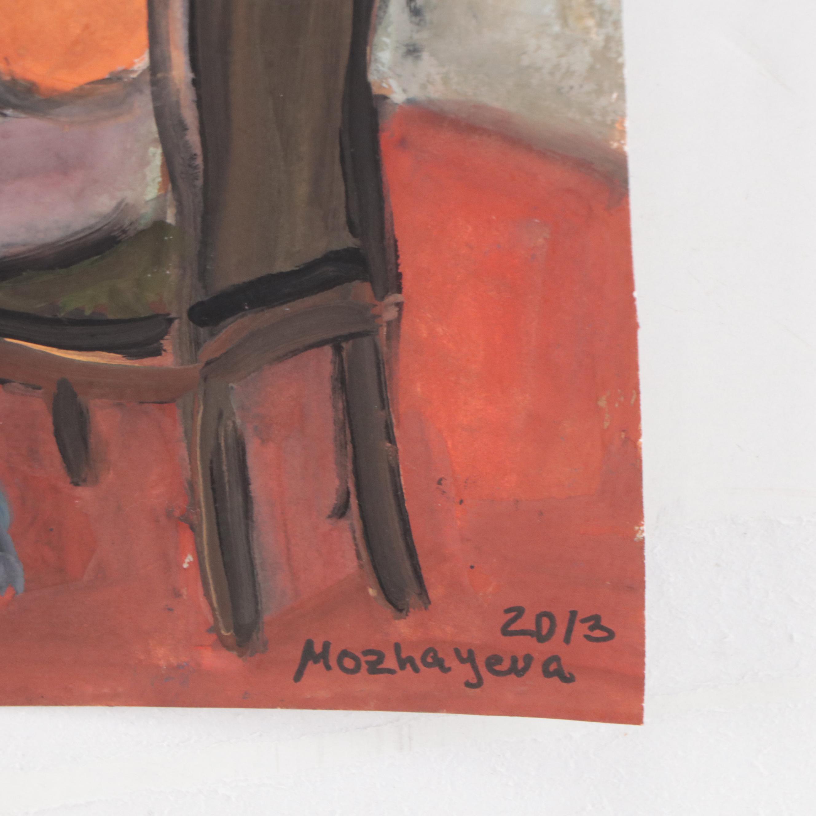 Marina Mozhayeva Acrylic Painting of Seated Figure, 2013