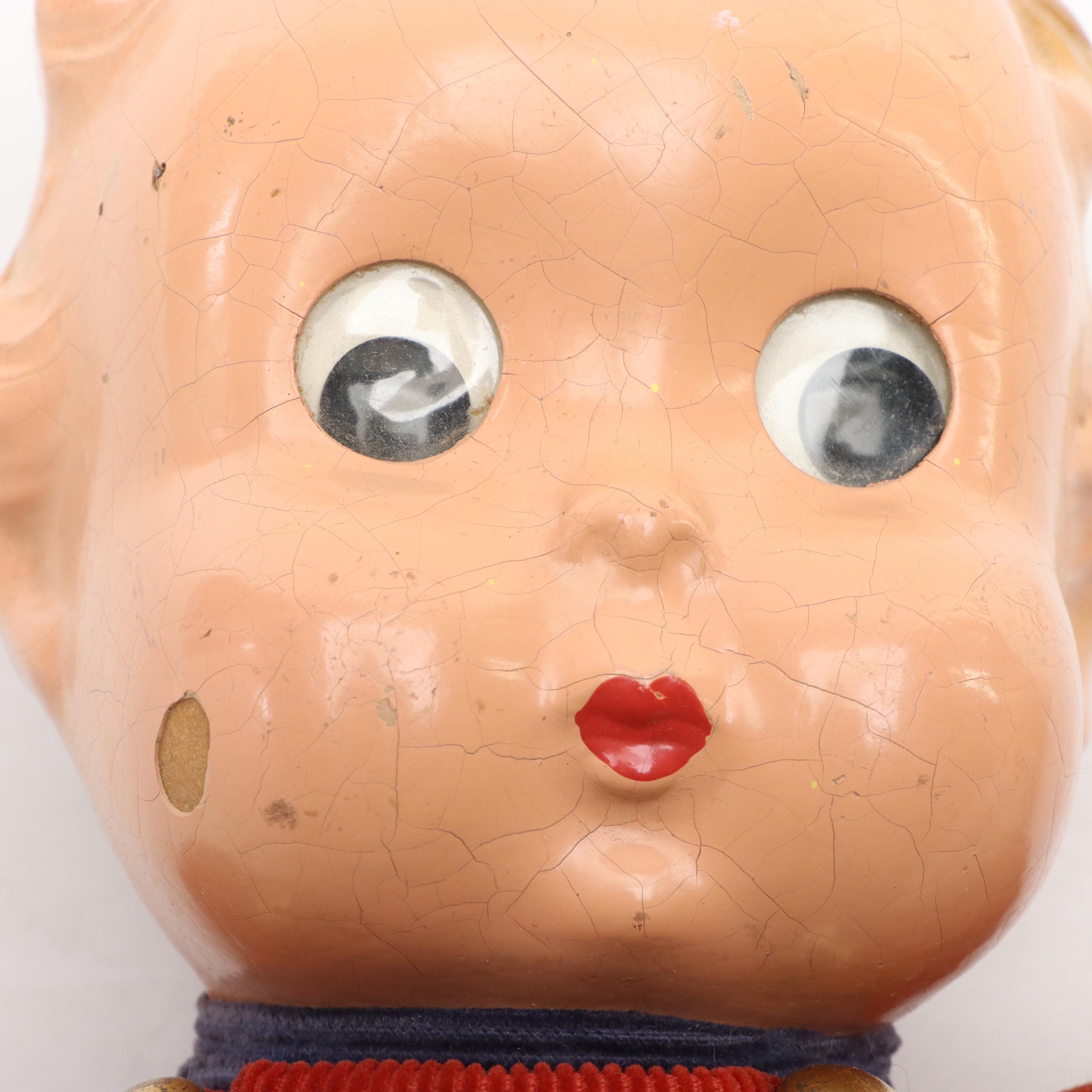 Composition and Fabric Googly Eye Dolls, Early to Mid-20th Century