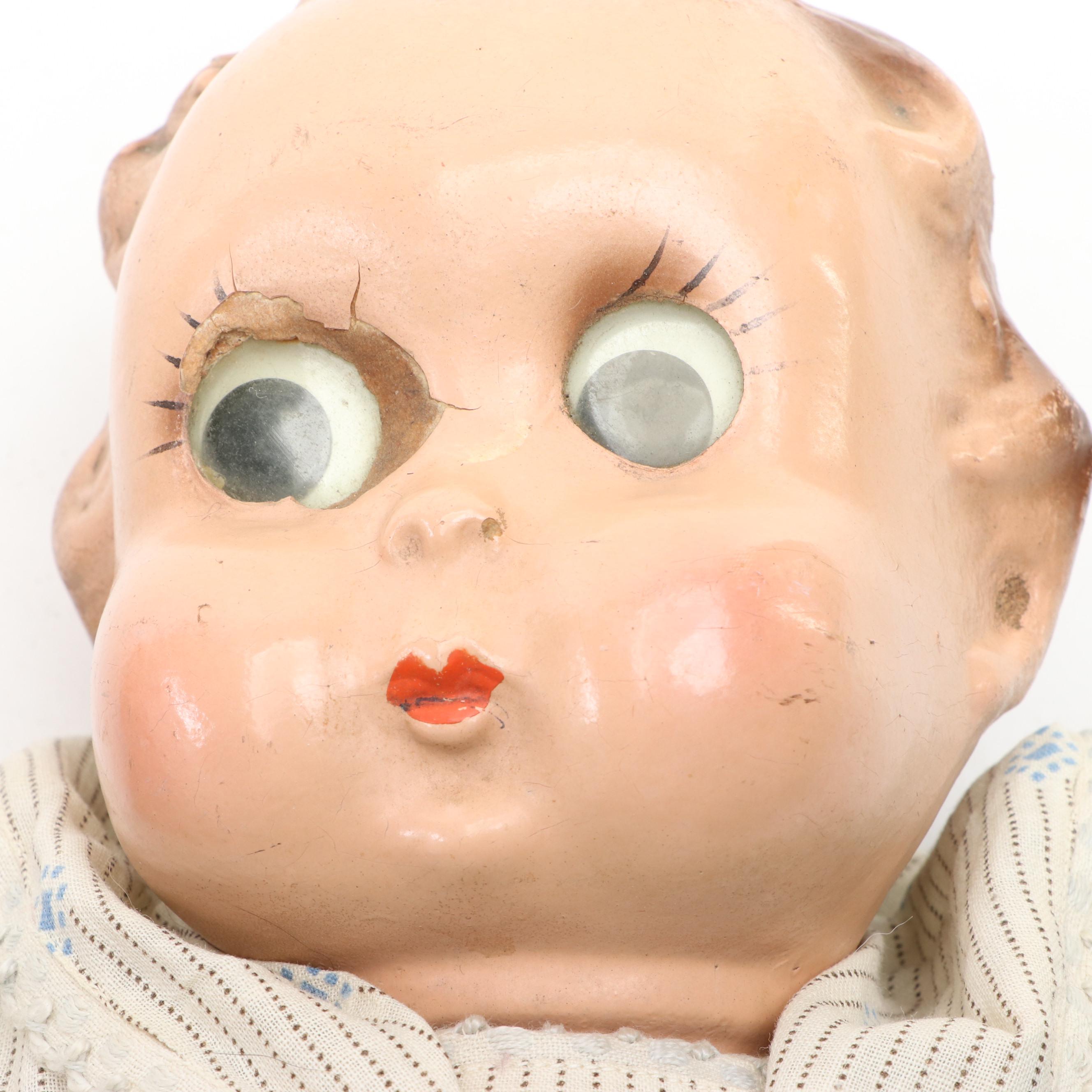 Composition and Fabric Googly Eye Dolls, Early to Mid-20th Century