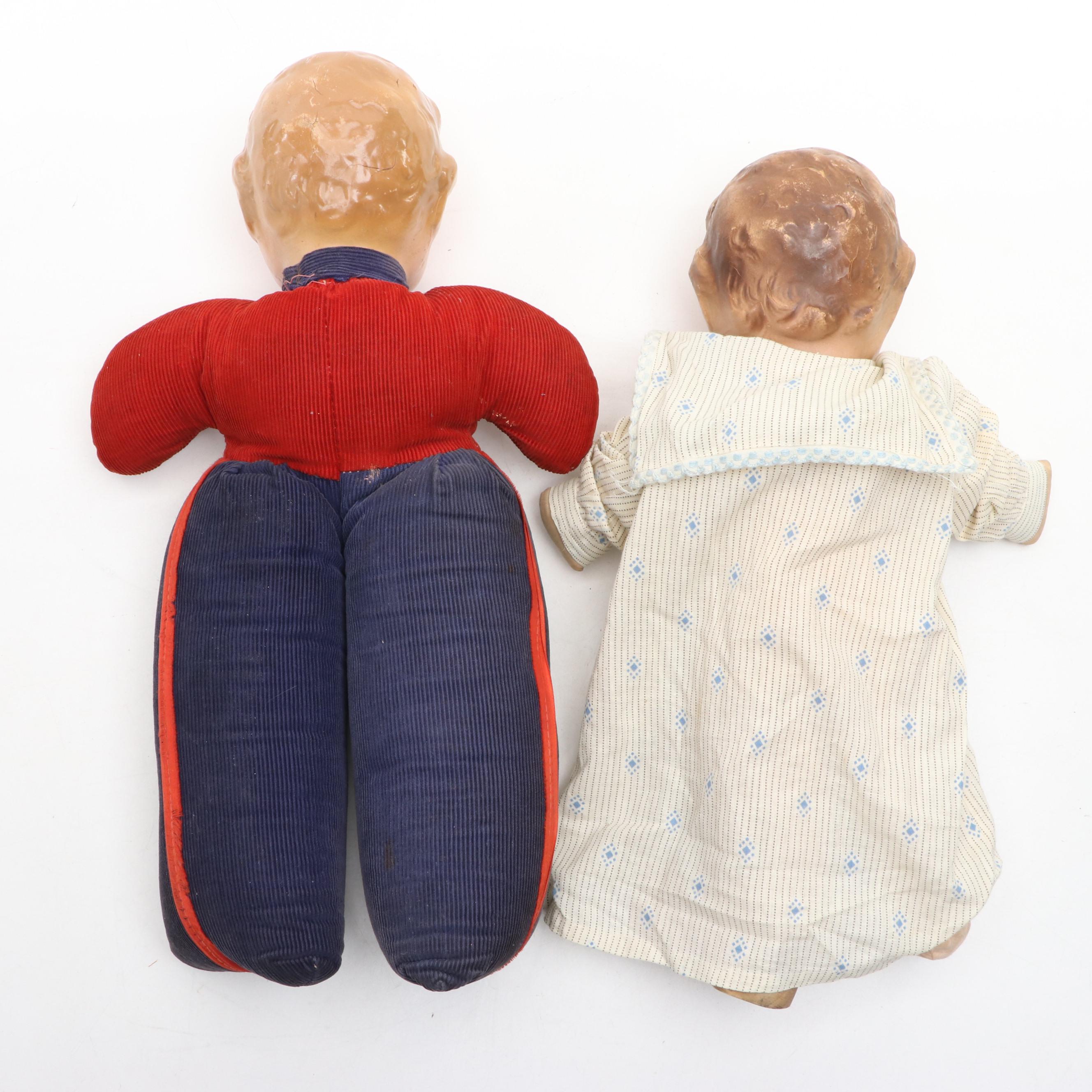 Composition and Fabric Googly Eye Dolls, Early to Mid-20th Century