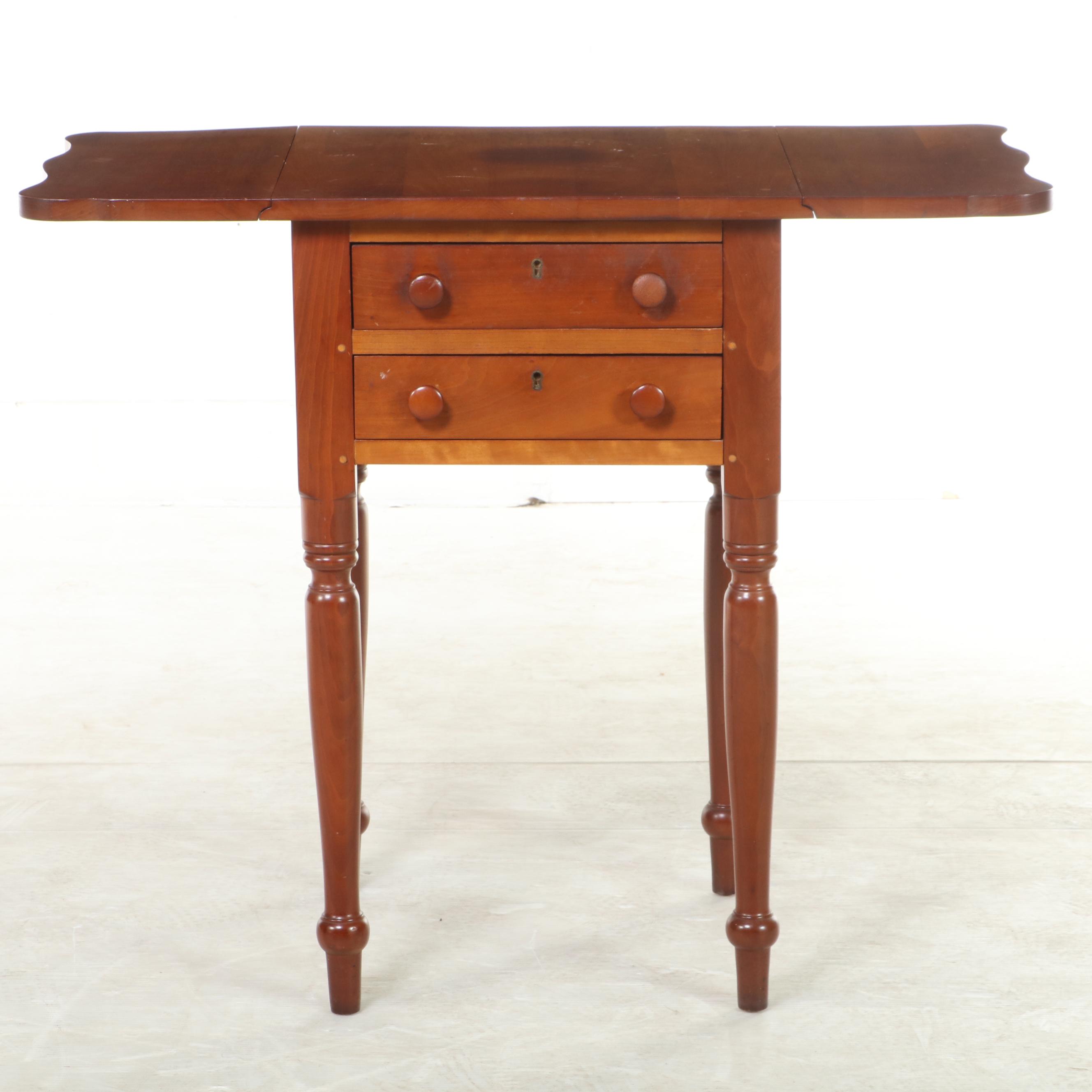 American Primitive Cherrywood Drop-Leaf Side Table, 20th Century