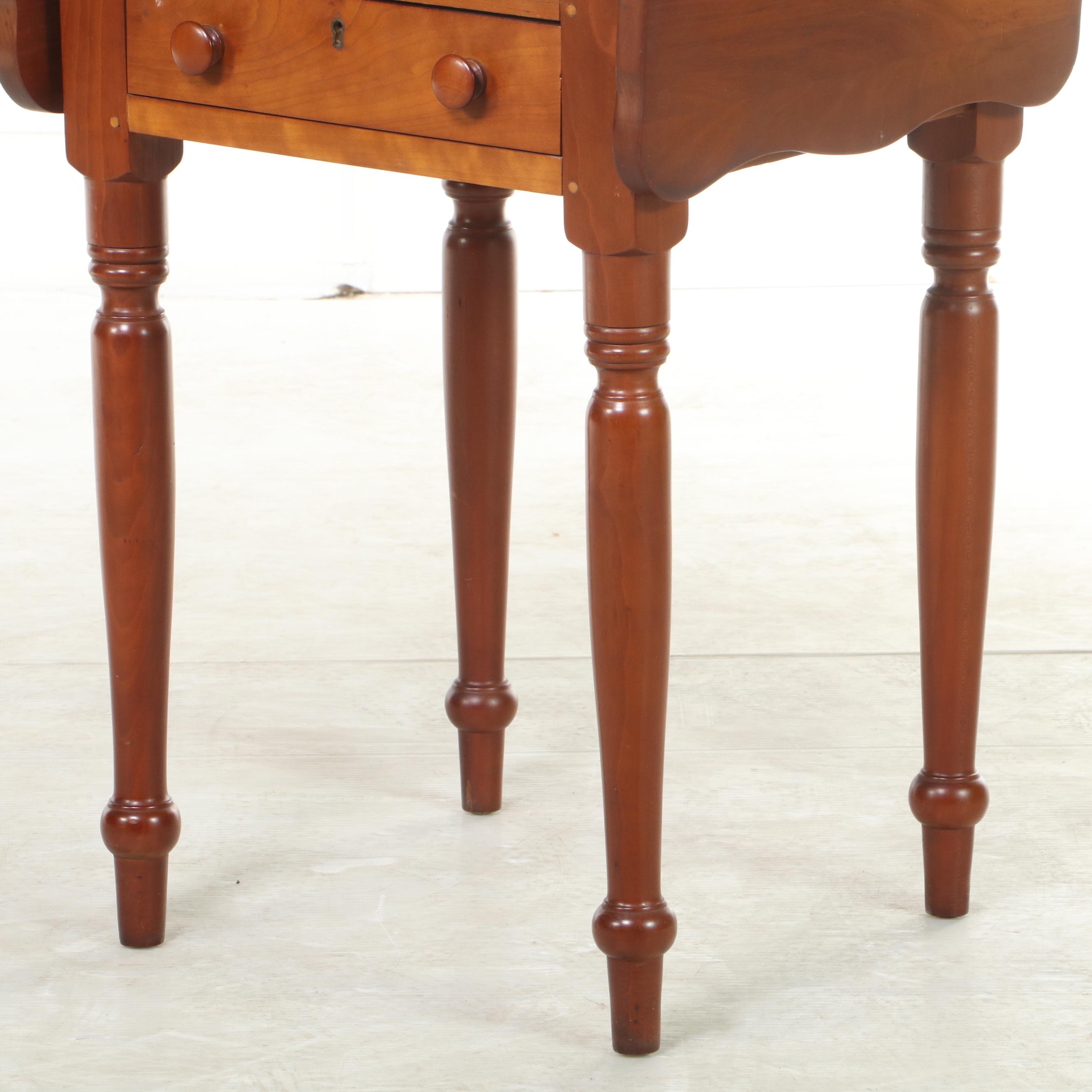 American Primitive Cherrywood Drop-Leaf Side Table, 20th Century