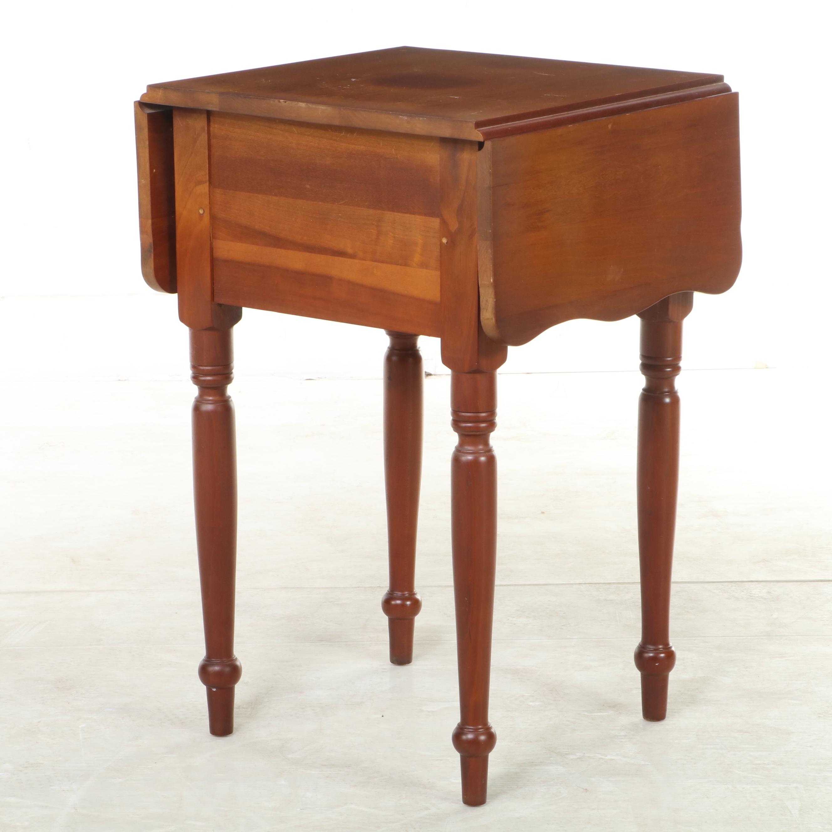 American Primitive Cherrywood Drop-Leaf Side Table, 20th Century