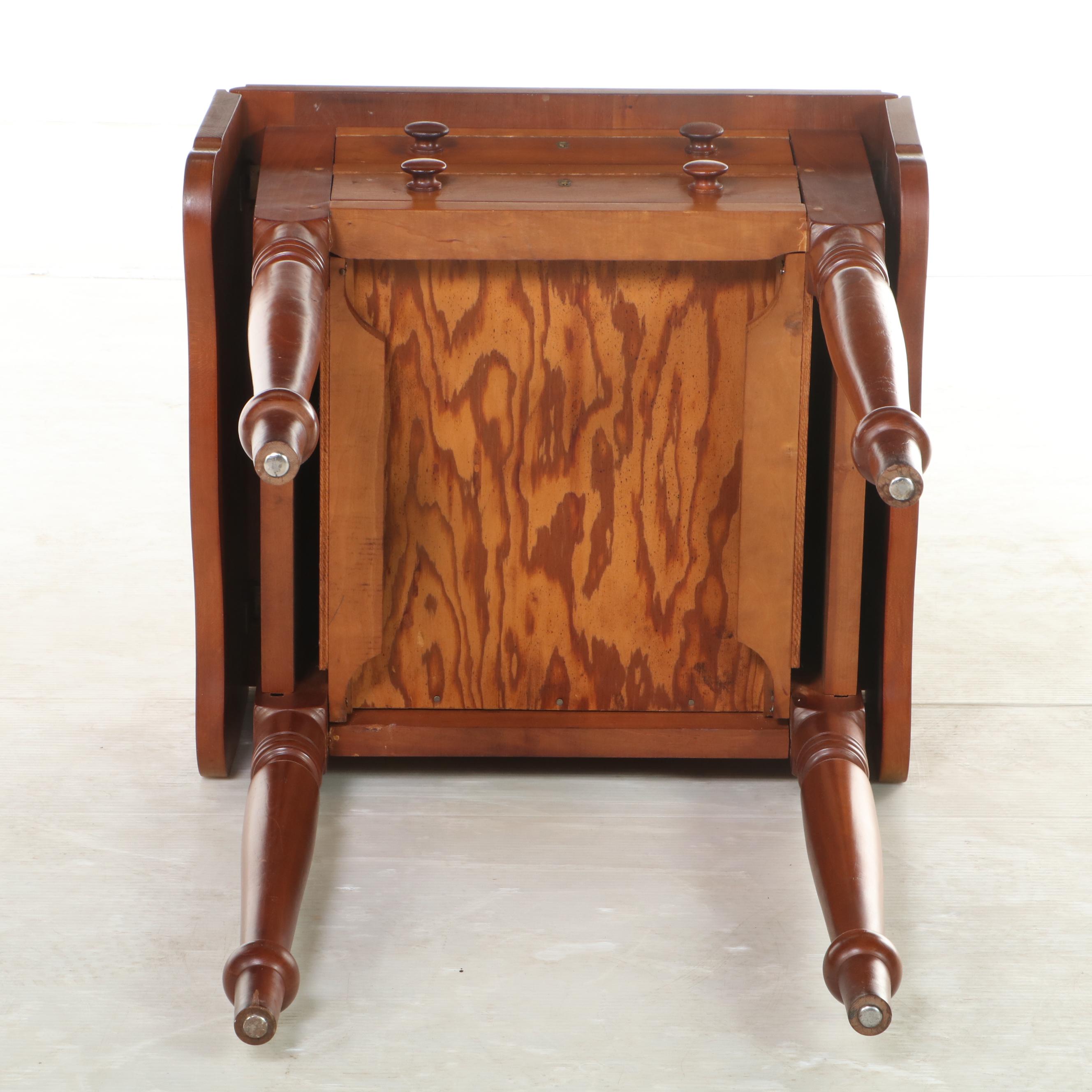 American Primitive Cherrywood Drop-Leaf Side Table, 20th Century