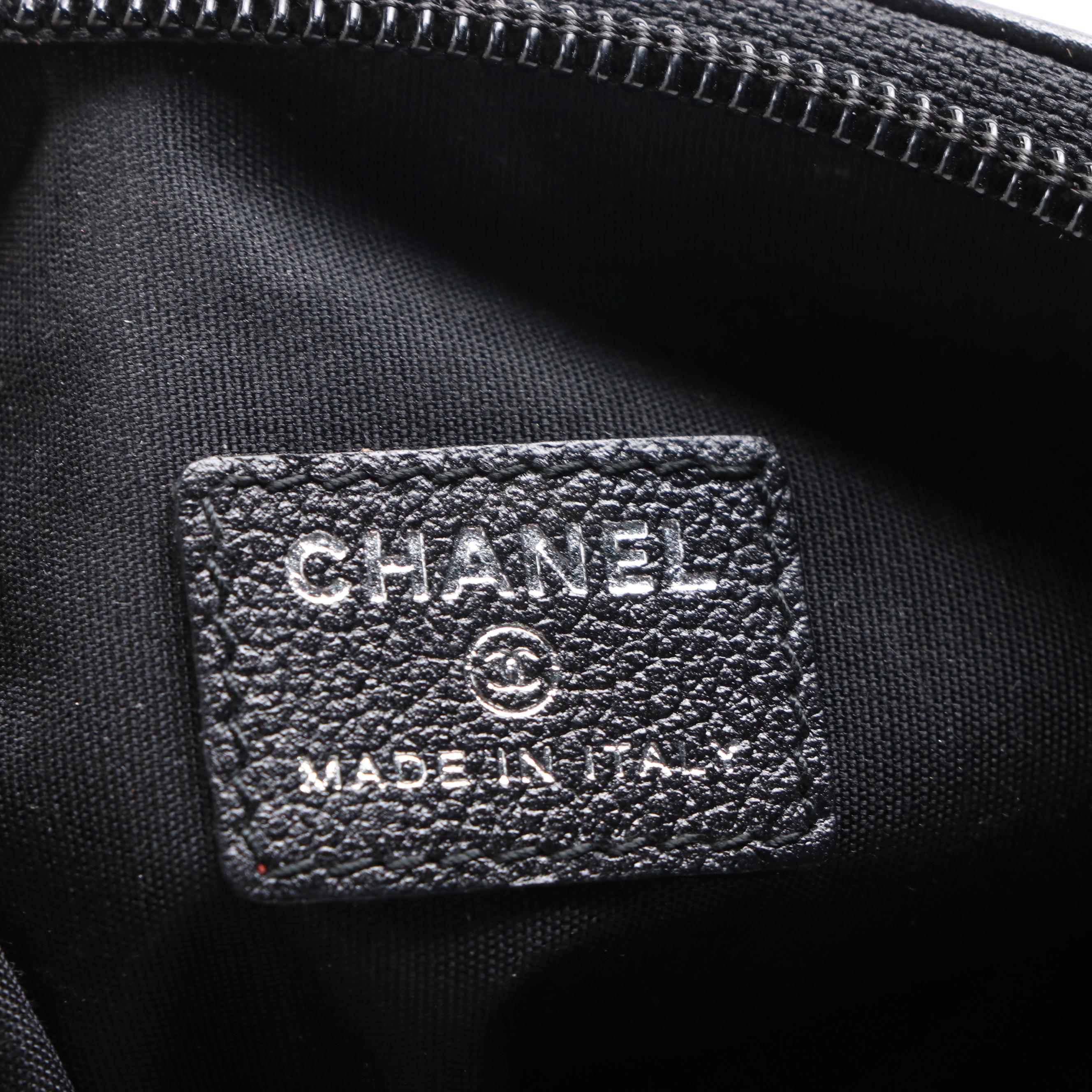 Chanel Camellia Leather Zip Pouch